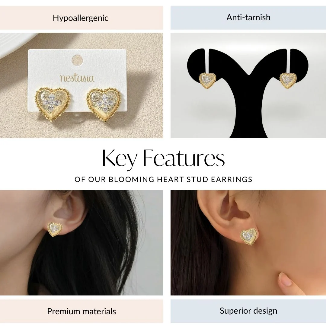 Blooming Heart Stud Earrings - Image 4
