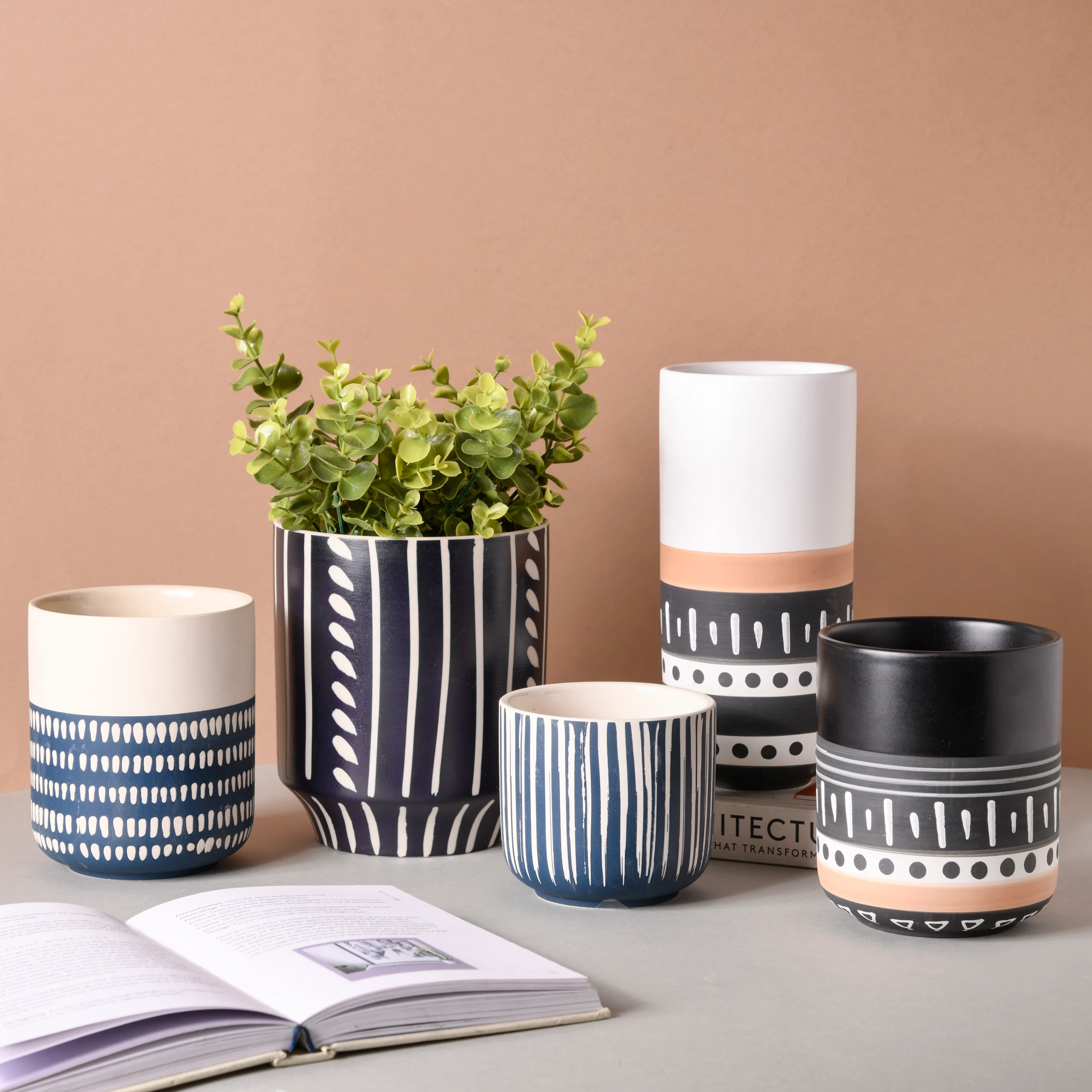 Blue and White Ceramic Flower Pot - Image 6