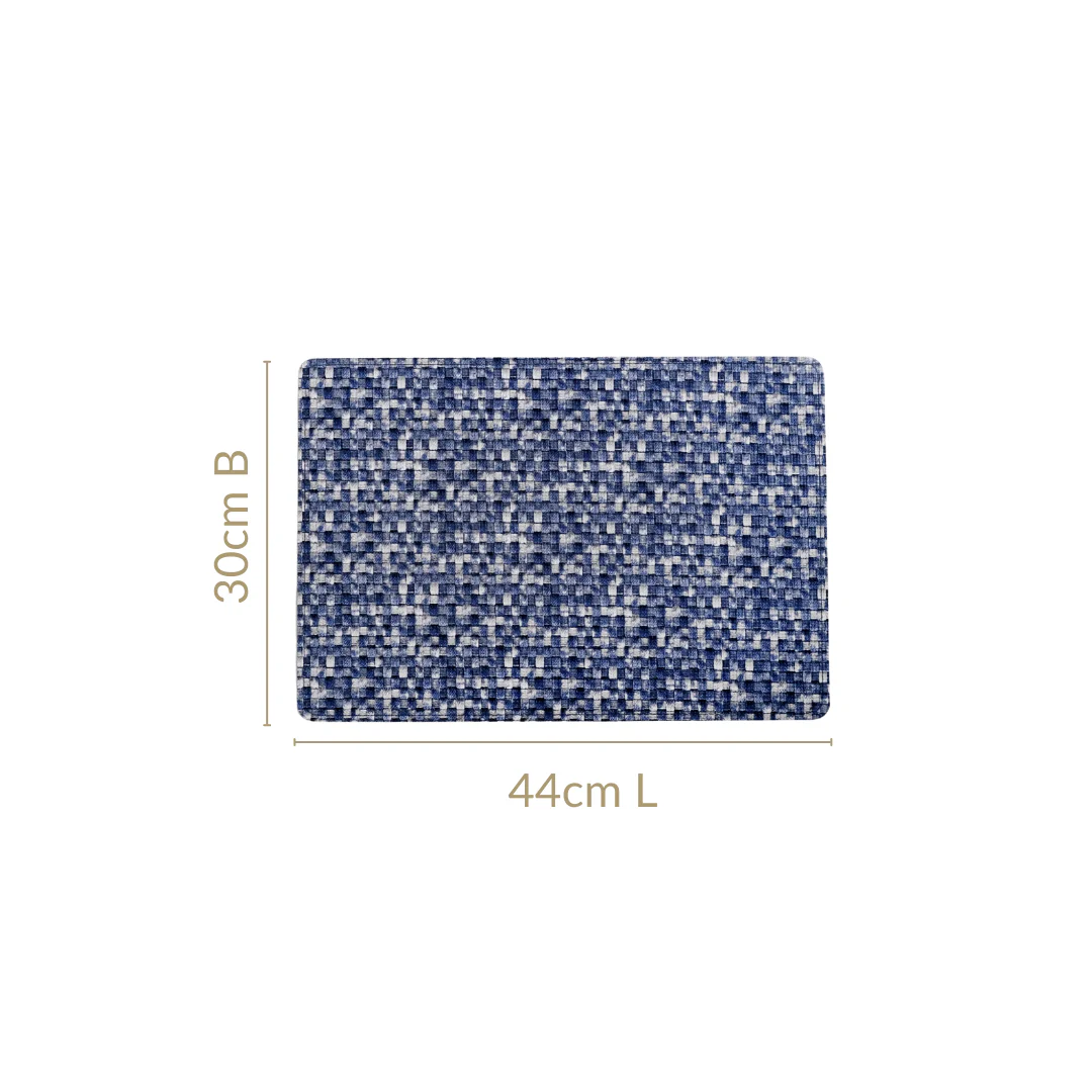 Blue And White Intrecciato Weave Rectangular Table Mat Set Of 6 - Image 4