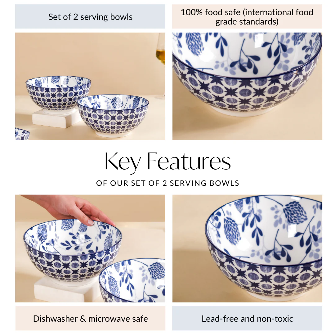 Blue Blossom Serving Bowl Set Of 2 1650ml - Image 4
