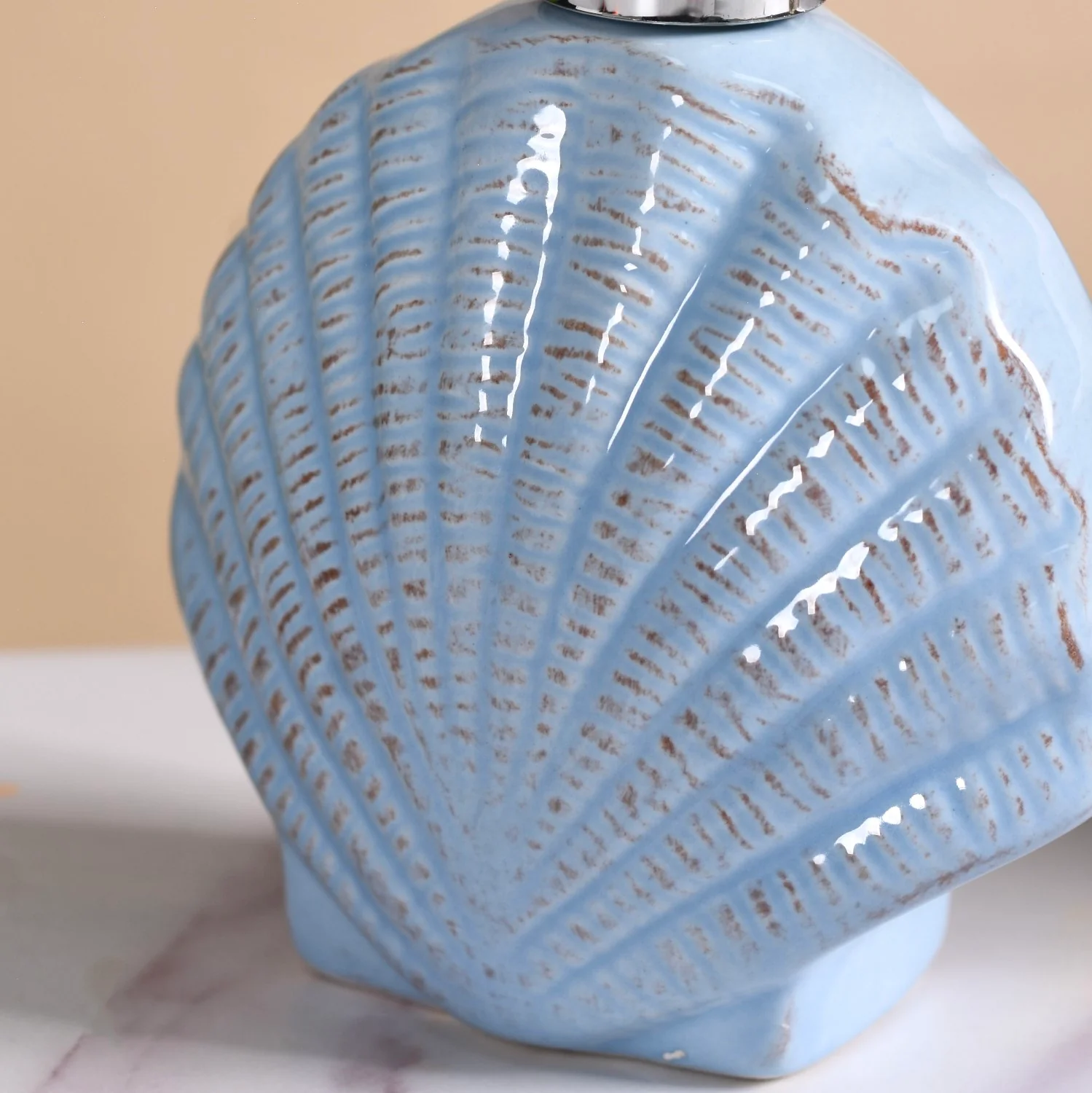 Blue Ceramic Seashell Liquid Dispenser - Image 8