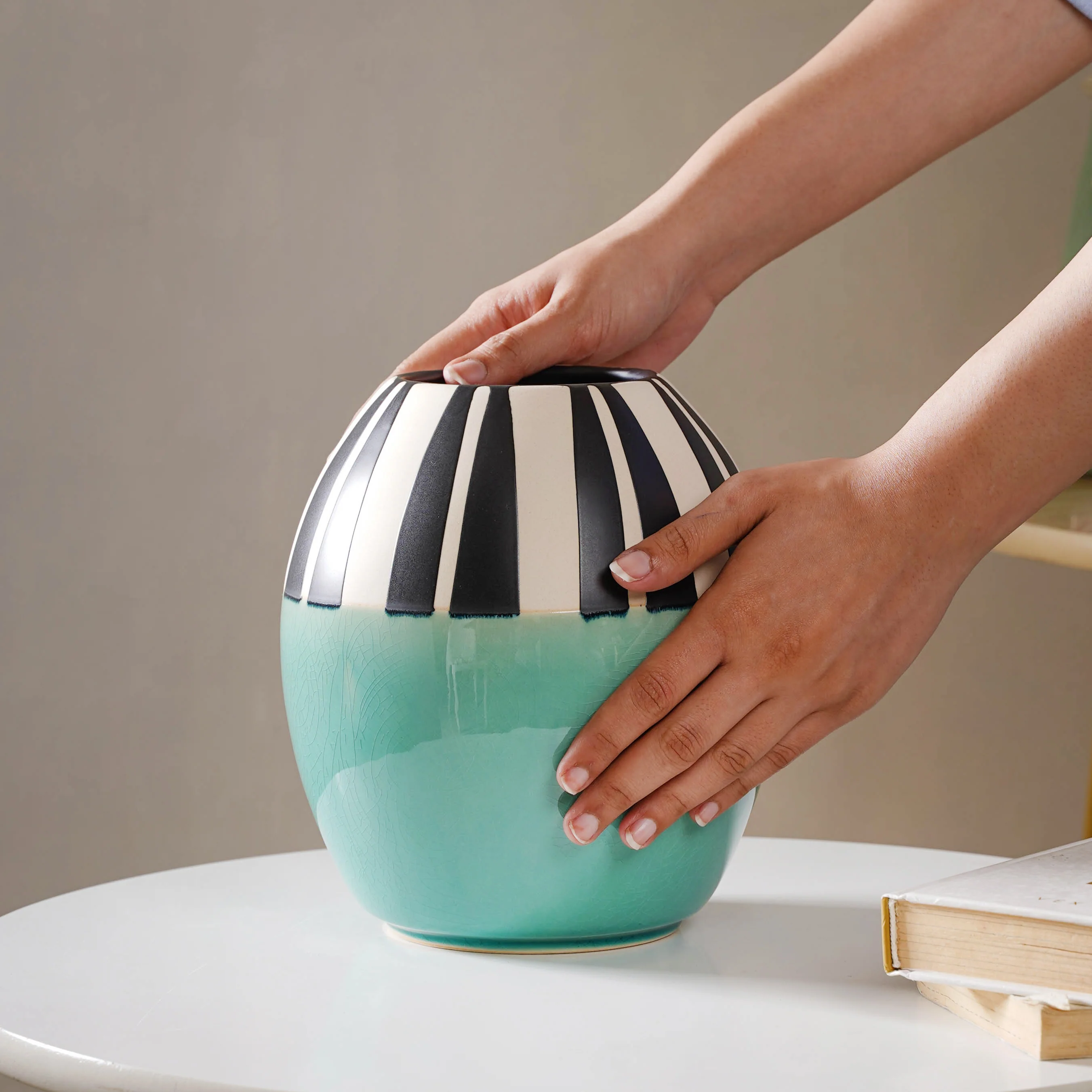 Blue Ceramic Vase - Image 2