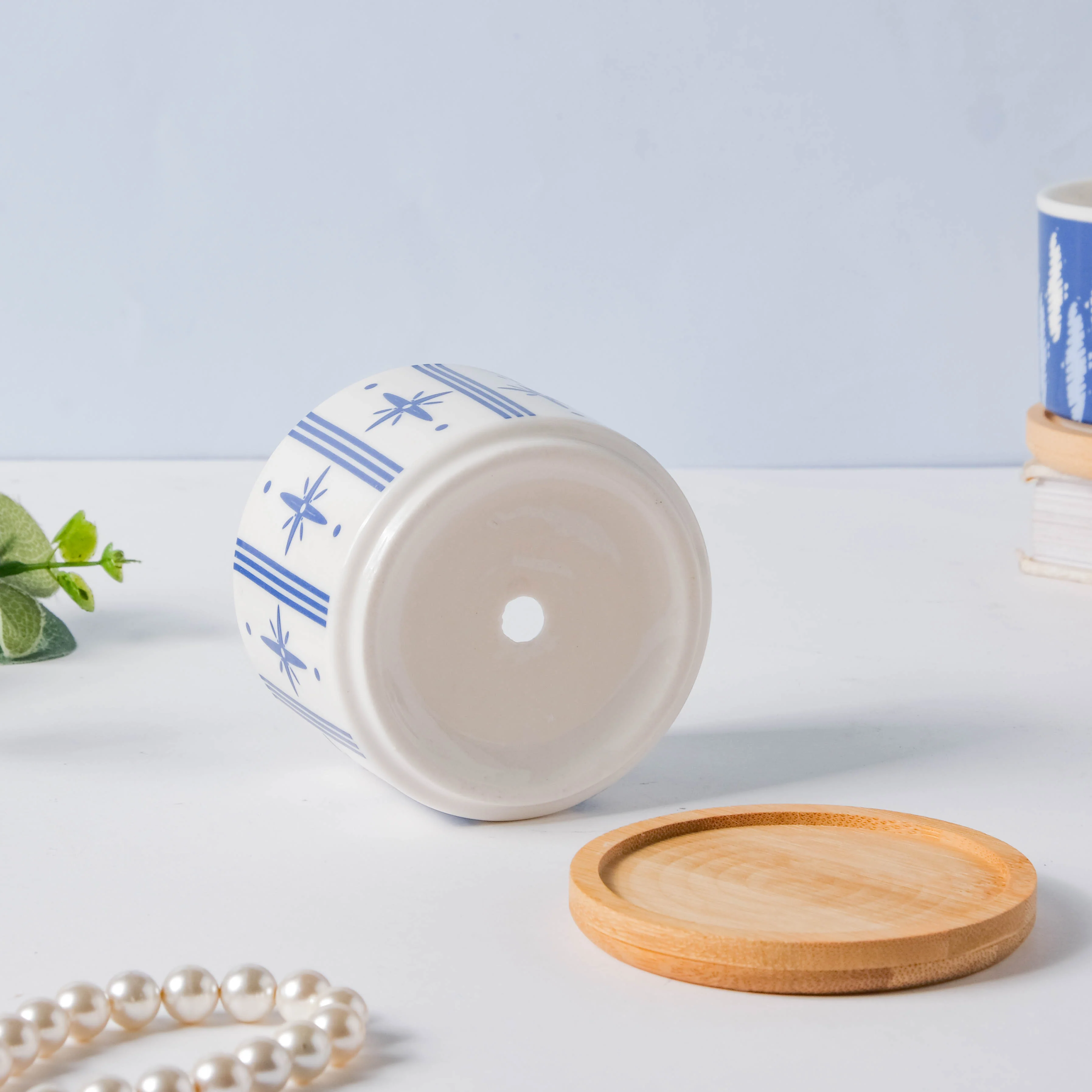 Blue Charm Japanese Planter And Wooden Coaster - Image 7
