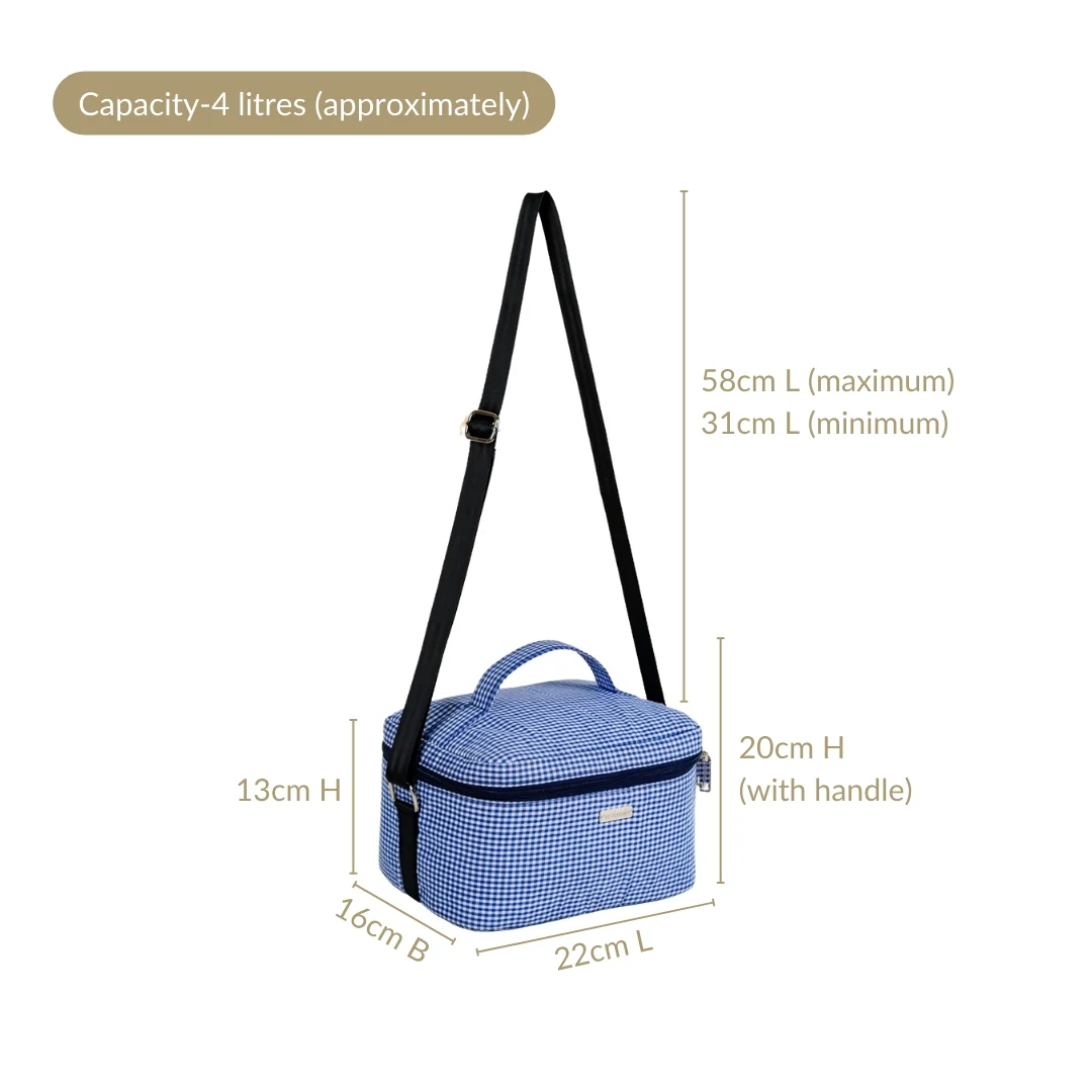 Blue Checkered Insulated Lunch Bag - Image 4