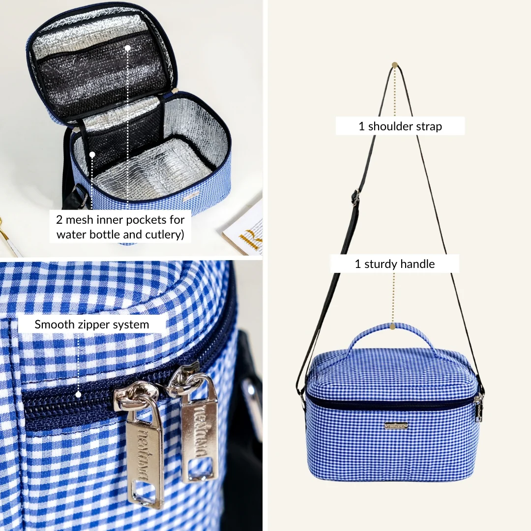 Blue Checkered Insulated Lunch Bag - Image 6