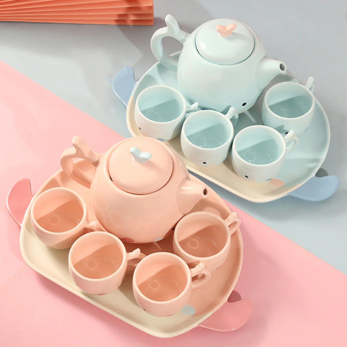 Blue Cute Whale Tea Set - Image 3