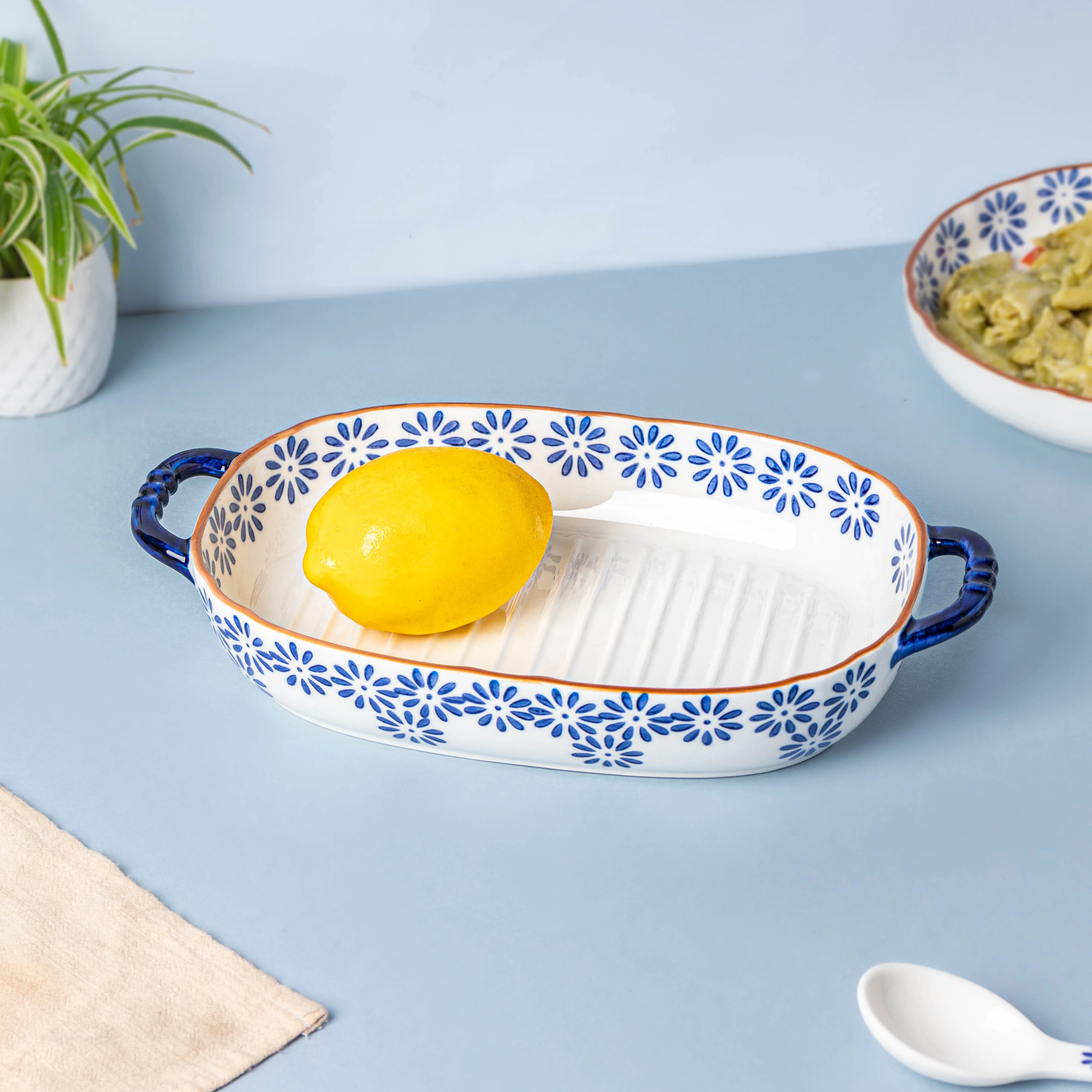 Blue Daisy Baking Bowl 10 Inch Large