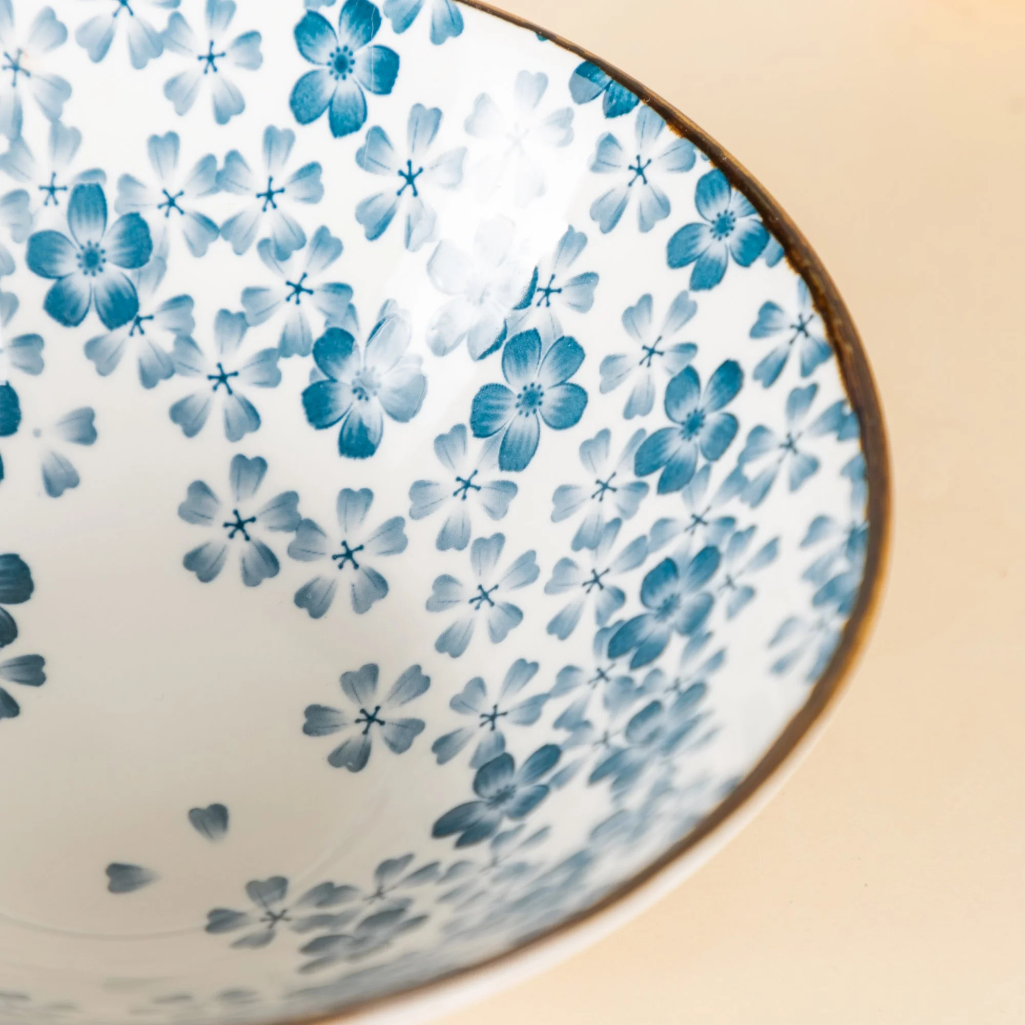 Blue Ditsy Flower Ceramic Ramen Bowl 800 ml - Image 5