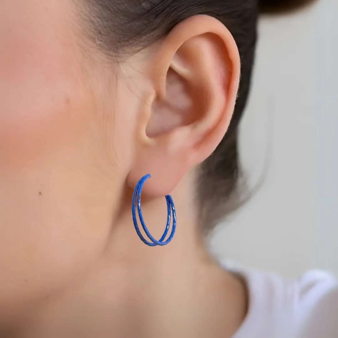 Blue Double Layered Hoop - Image 2