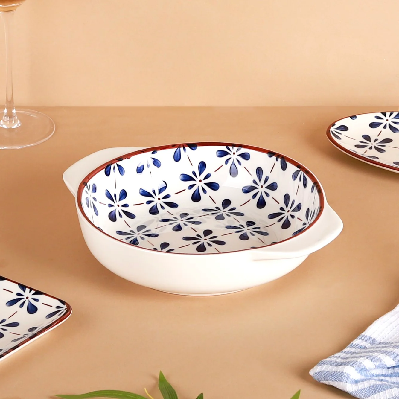 Blue Flower Ceramic 22 Piece Dinner Set For 6 - Image 12