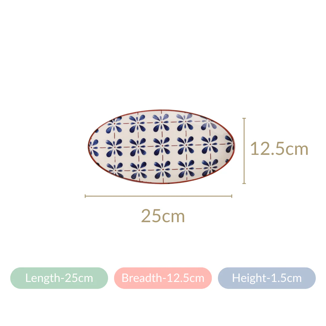Blue Flower Oval Serving Platters Set Of 2 9 Inch - Image 6