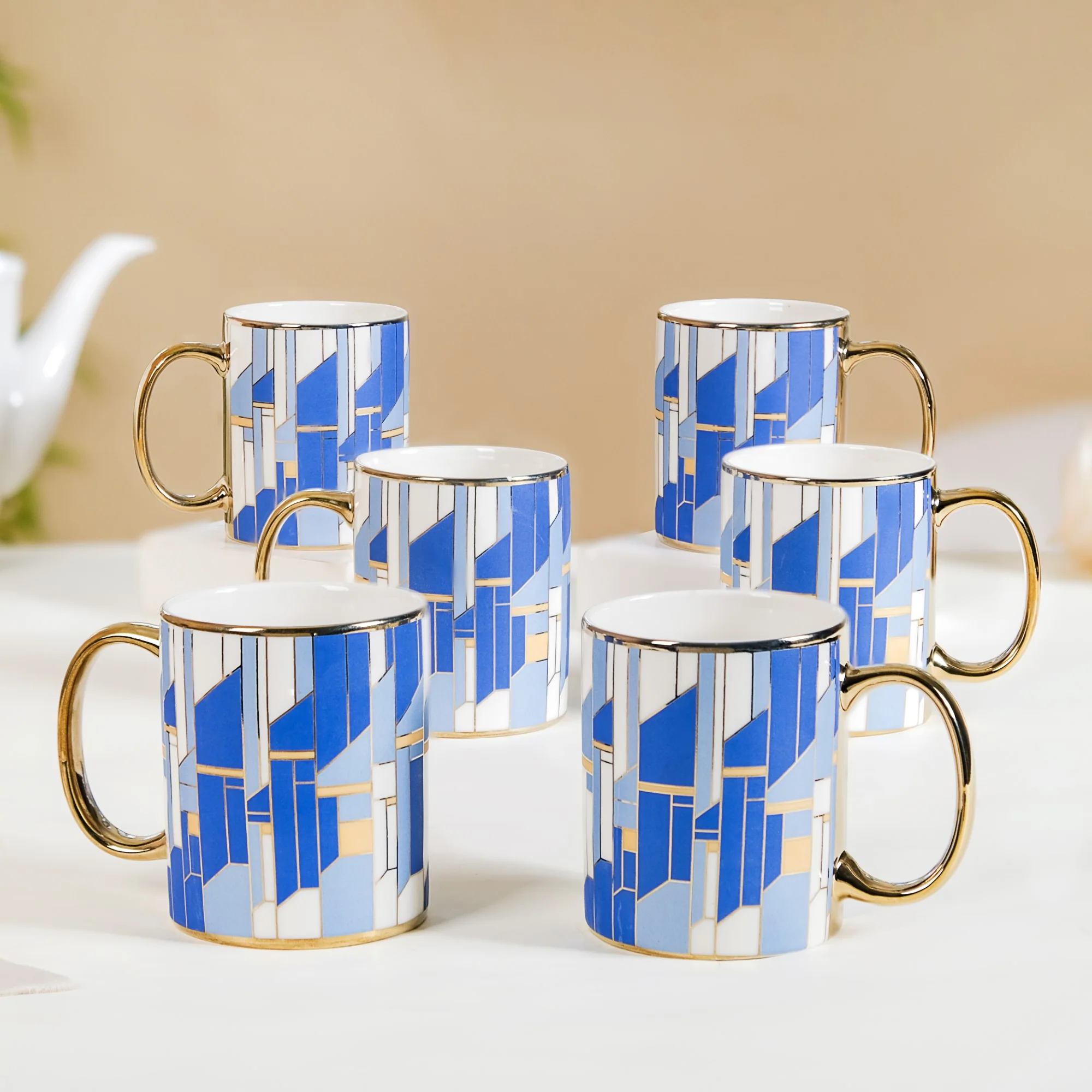 Blue Gold Tea Cup Set of 6 350ml - Image 4