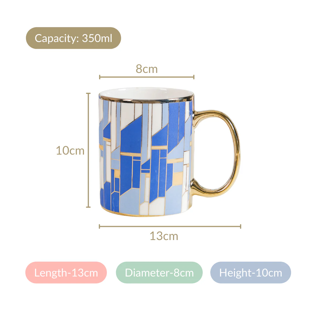 Blue Gold Tea Cup Set of 6 350ml - Image 6