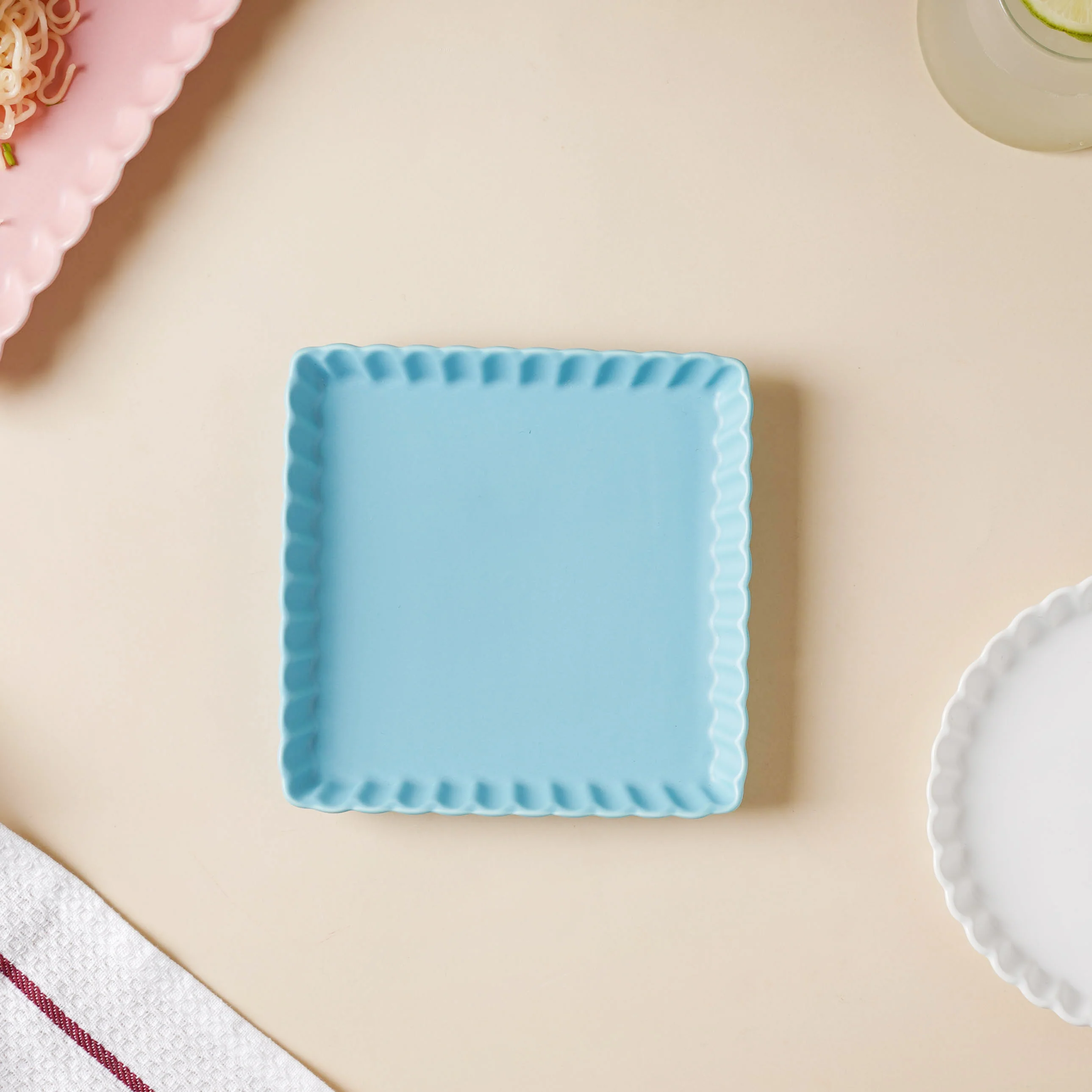 Blue Muffin Square Snack Dish 6 Inch - Image 7