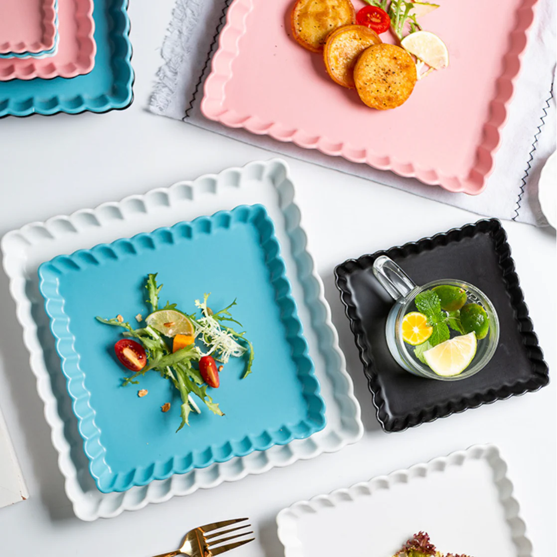 Blue Muffin Square Snack Dish 6 Inch - Image 8
