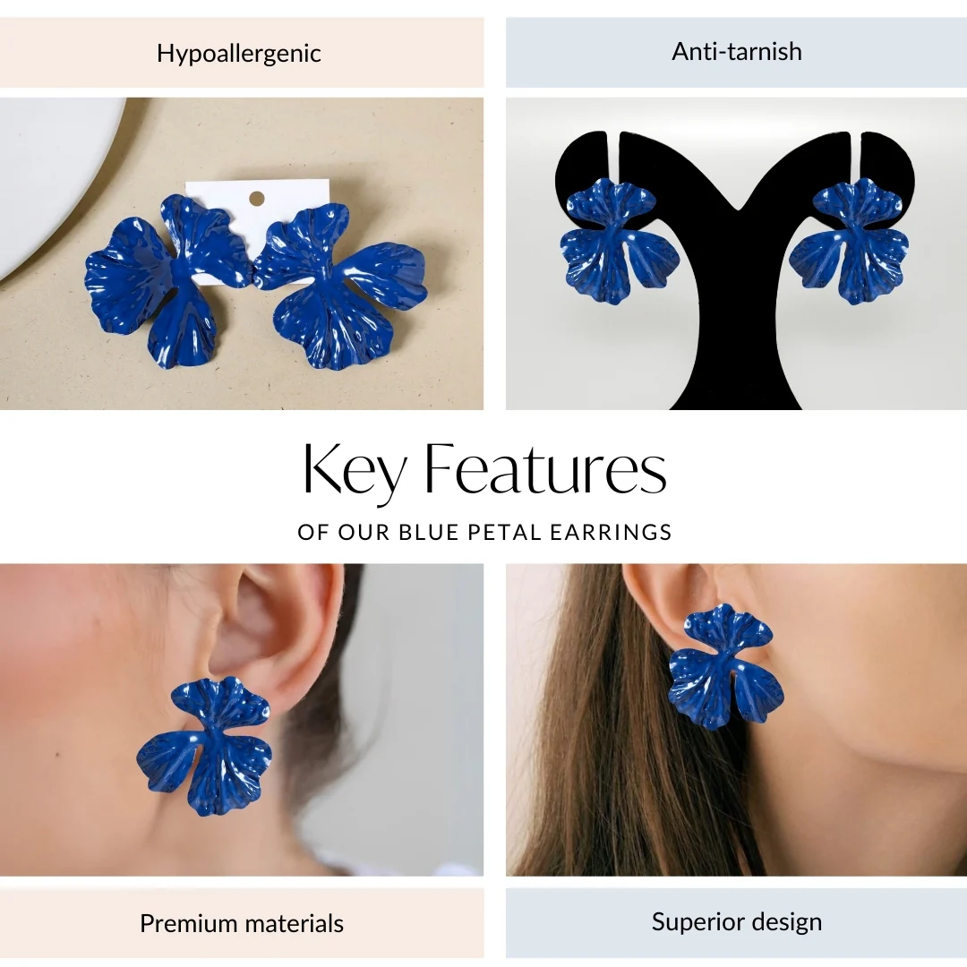 Blue Petal Earrings - Image 4