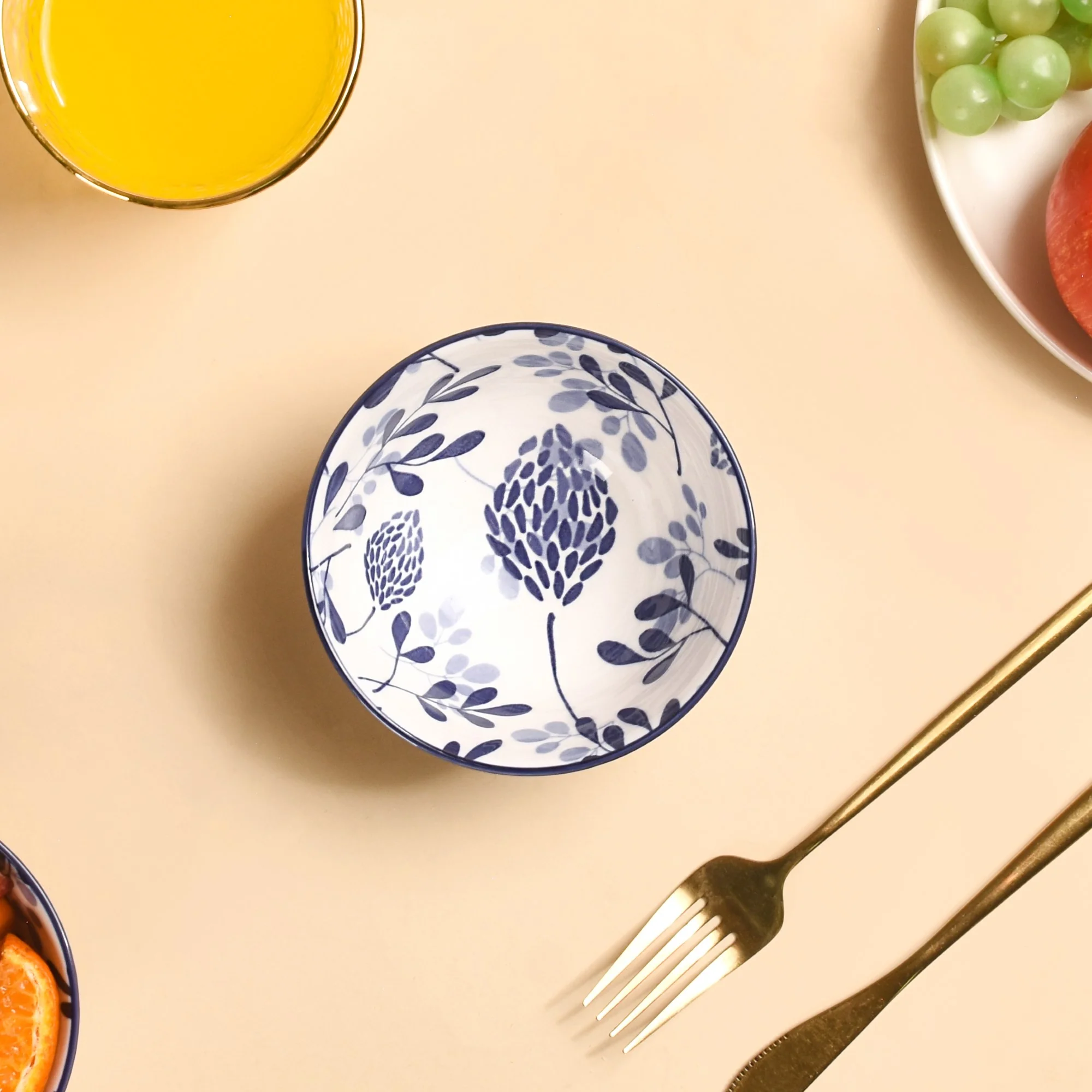 Blue Print Ceramic Snack Bowls Set Of 4 300ml - Image 8