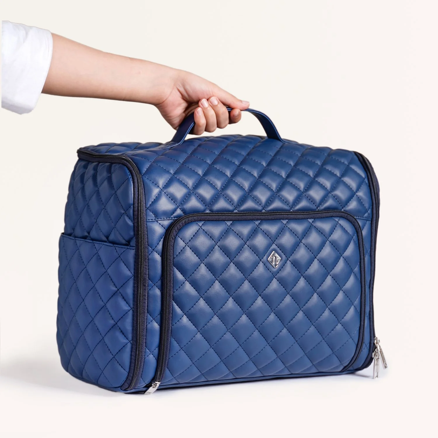 Blue Quilted Travel Bag - Image 3