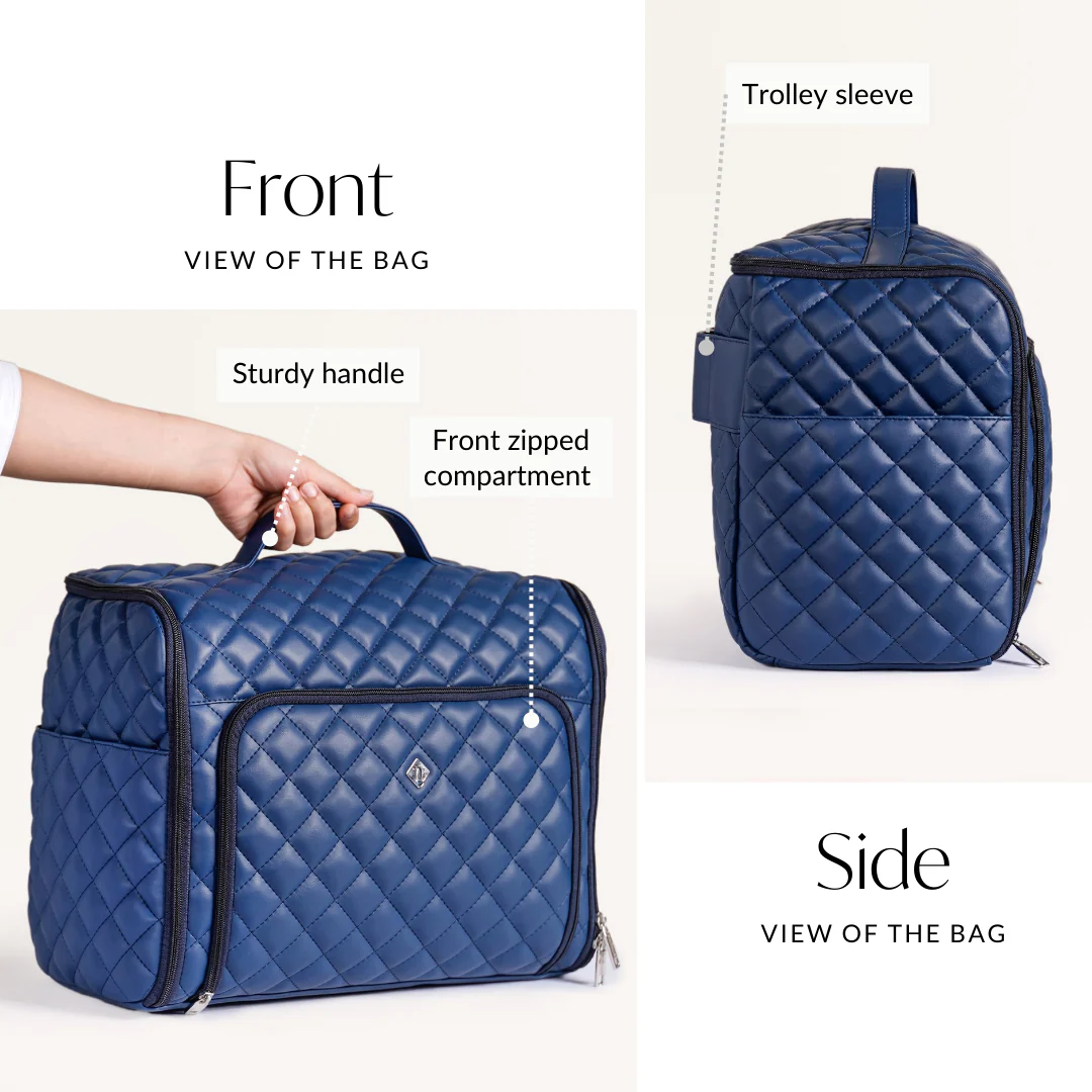 Blue Quilted Travel Bag - Image 7