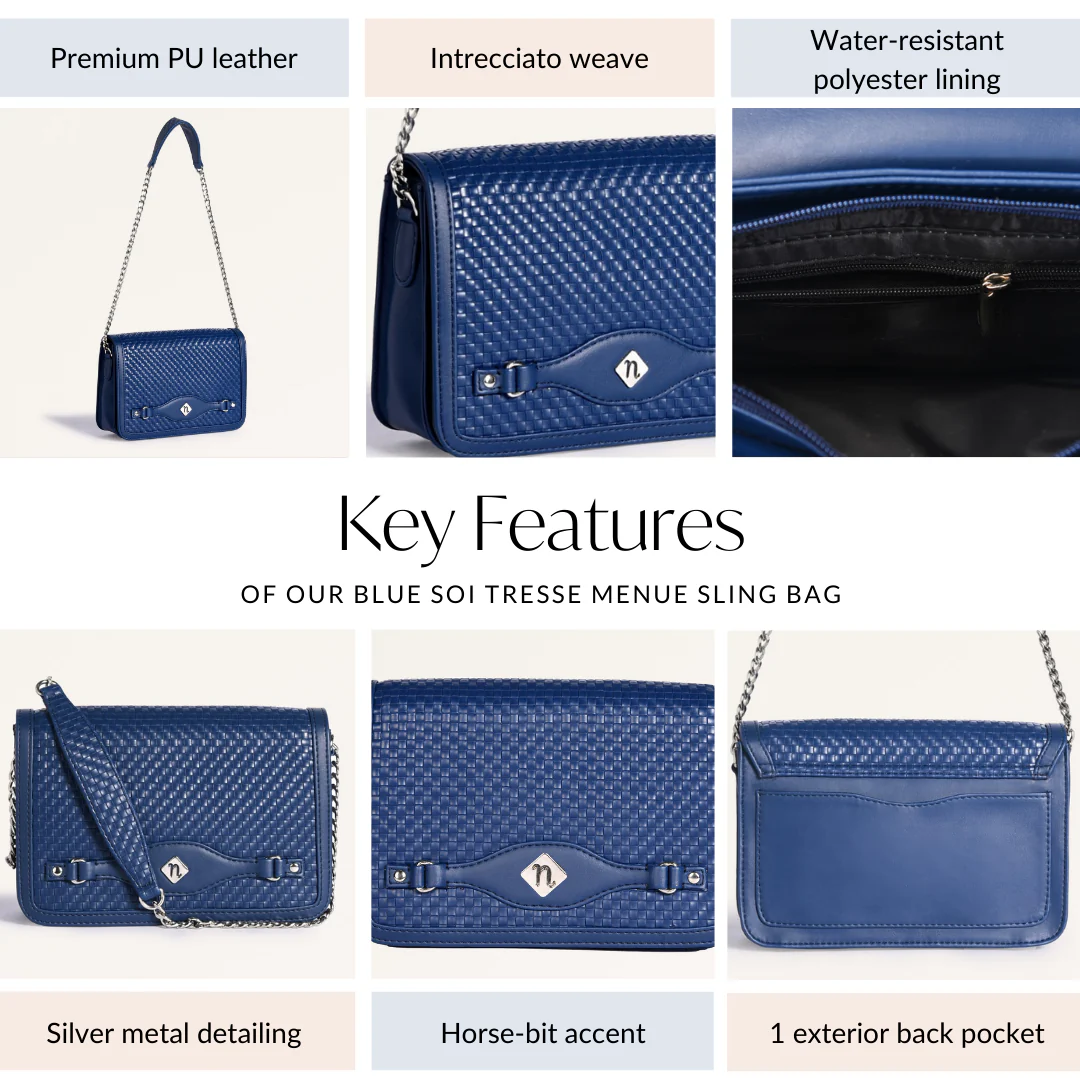 Blue Soi Tresse Menue Sling Bag - Image 6