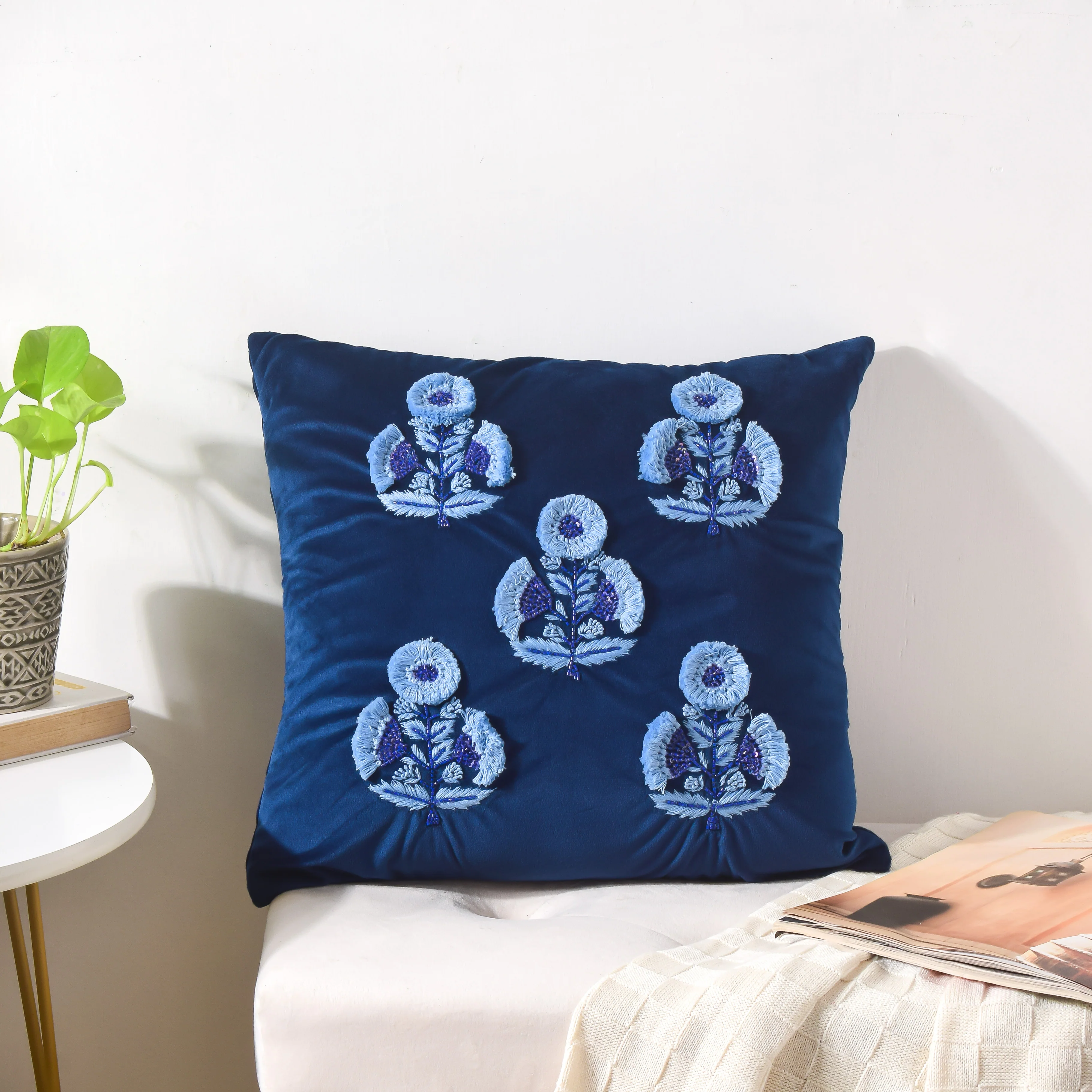 Blue Velvet Cushion Case 16 inch - Image 4