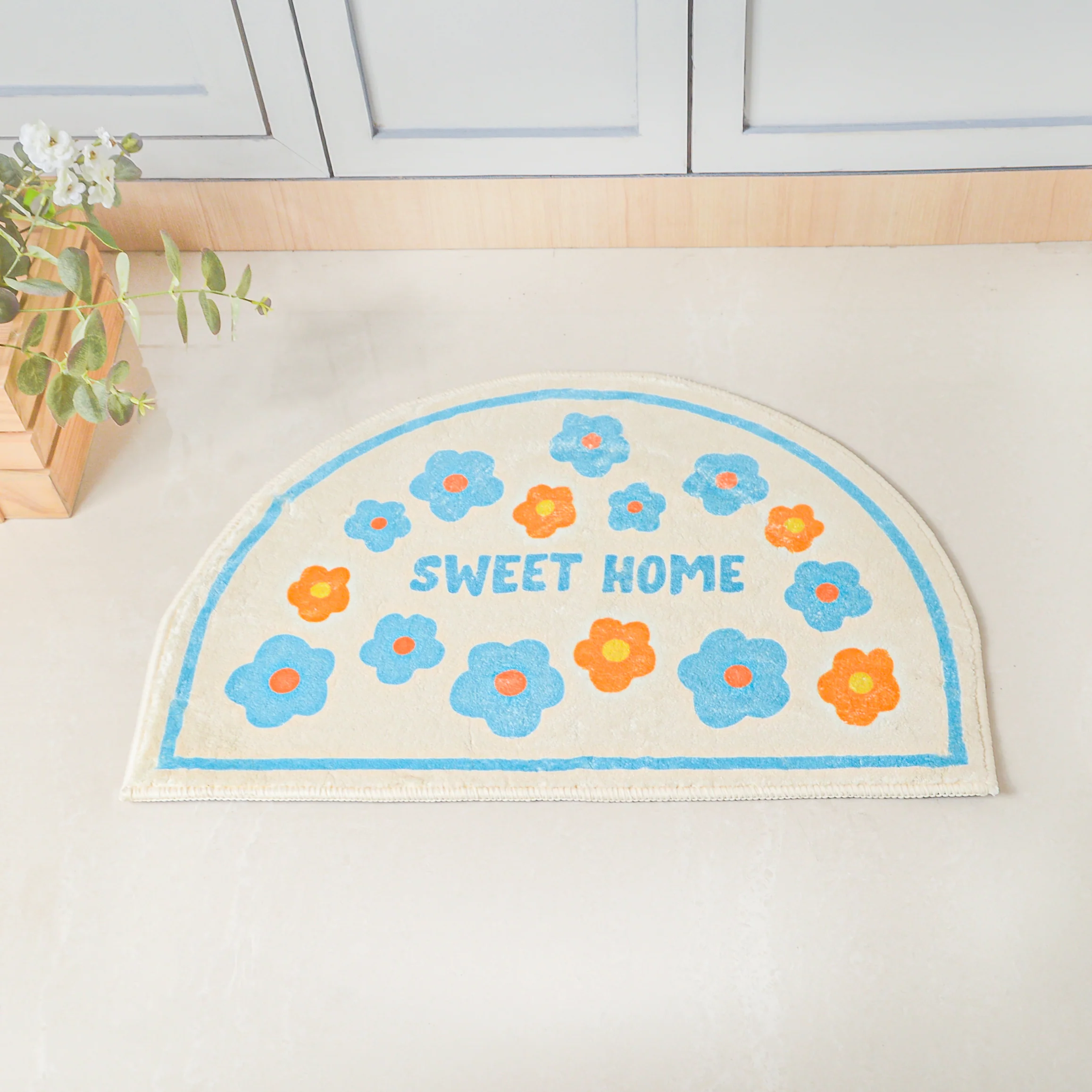 Blue White Semicircle Rug - Image 5