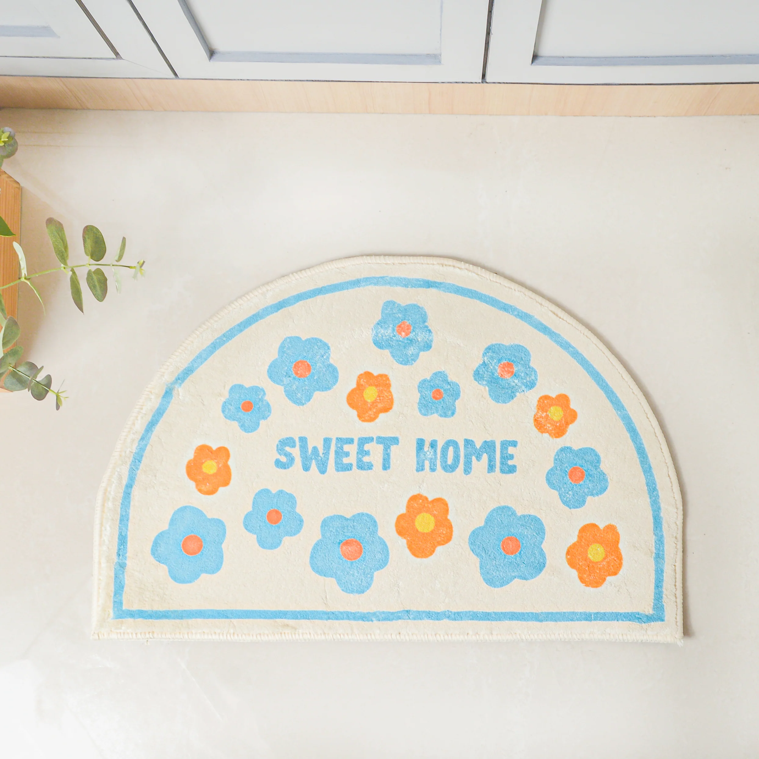 Blue White Semicircle Rug - Image 7