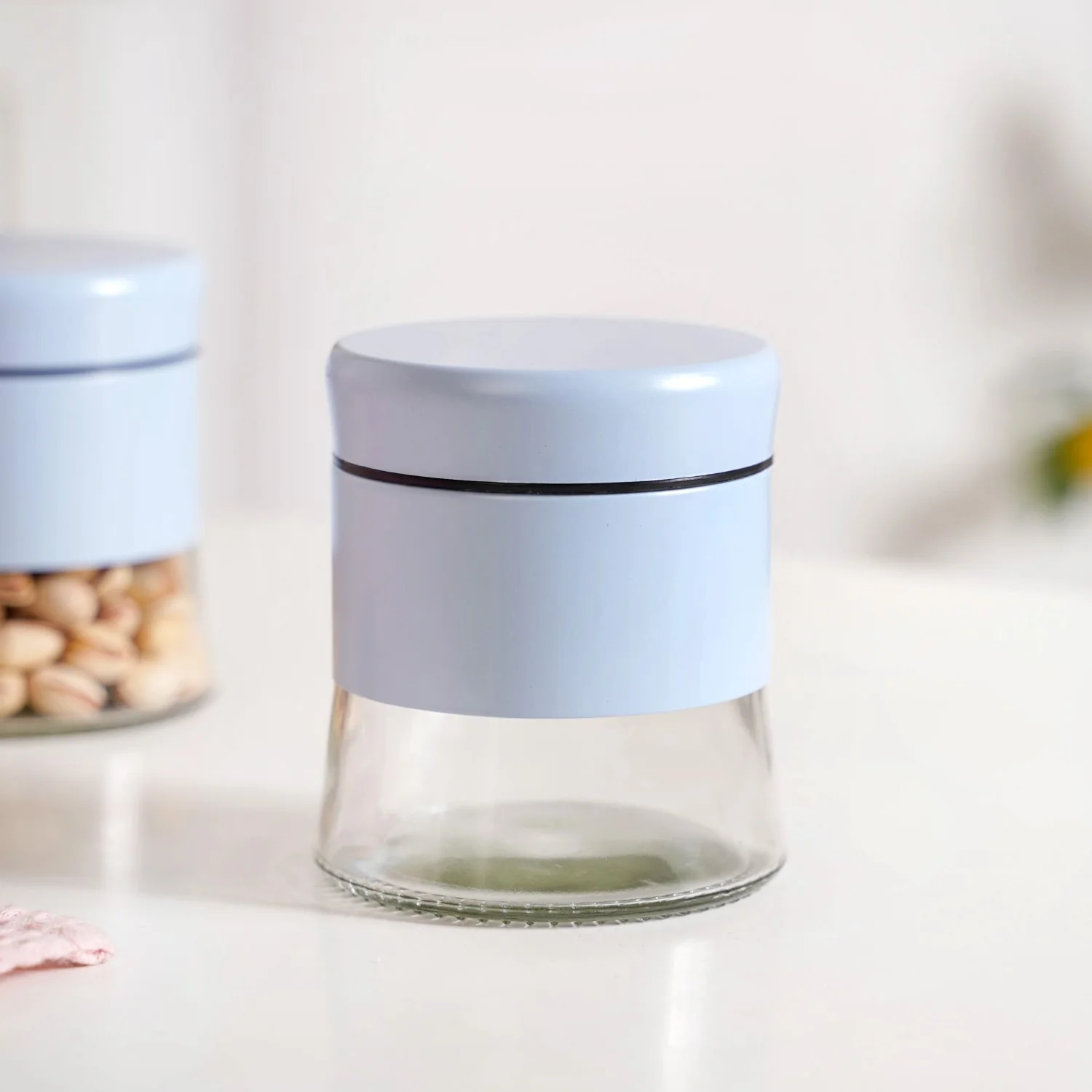 Blue Winnie Glass Jar With Metal Cover Set Of 4 600ml - Image 8