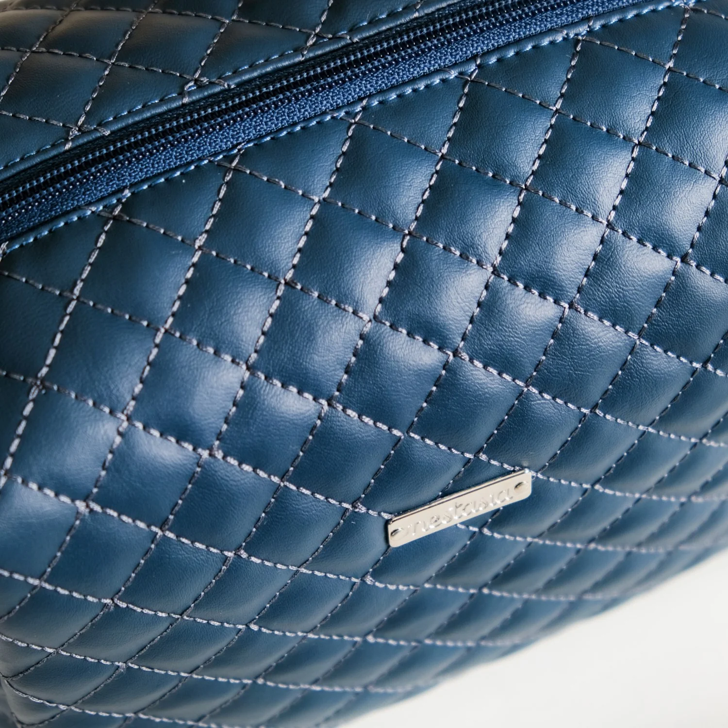 Bluish Grey Quilted Makeup Bags Set Of 3 - Image 3