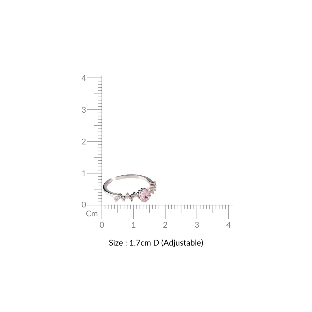 Blush Bloom Adjustable Floral Silver Ring - Image 3