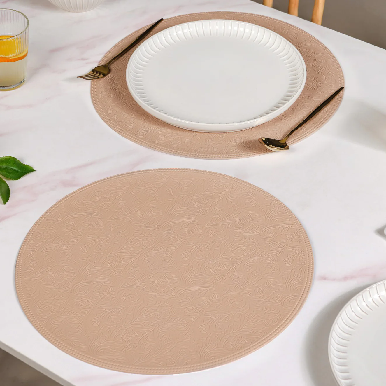 Blush Peach Round Table Mat Set Of 6 - Image 3