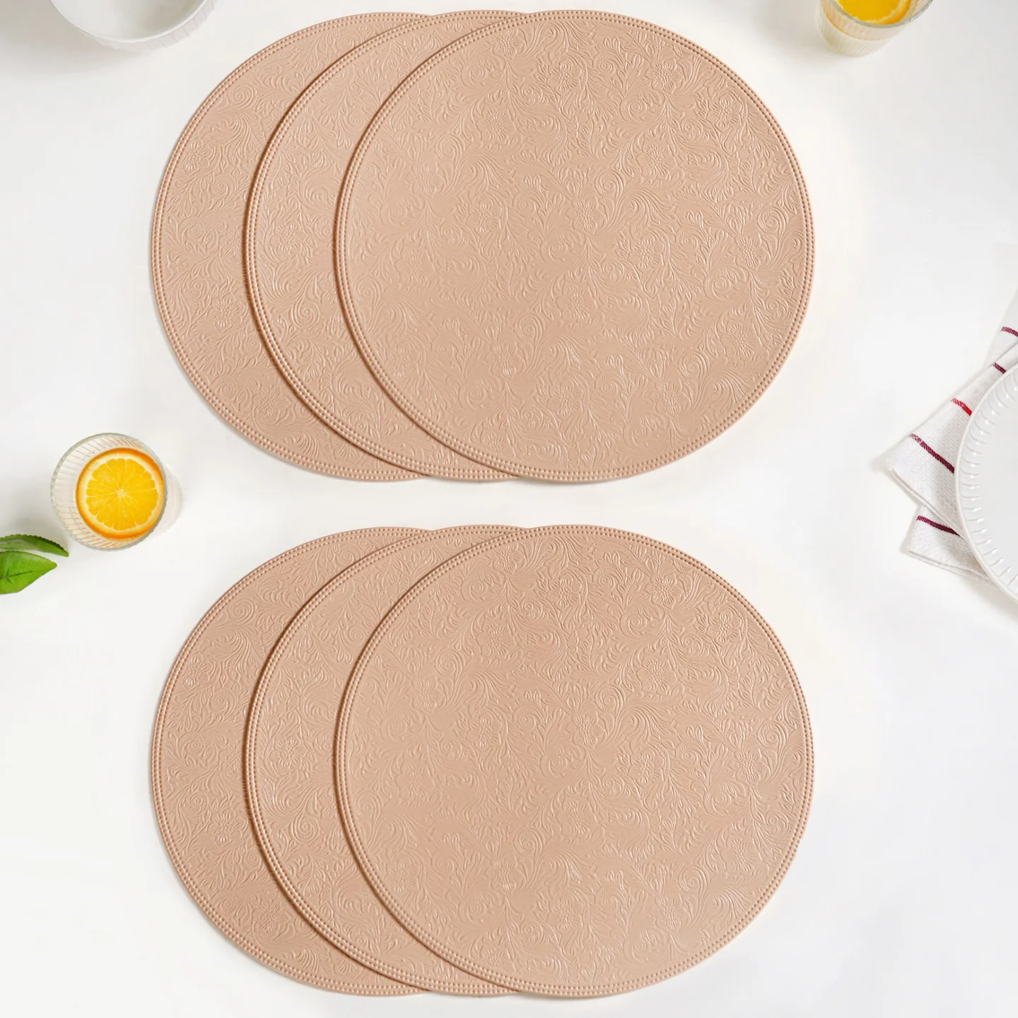 Blush Peach Round Table Mat Set Of 6 - Image 7