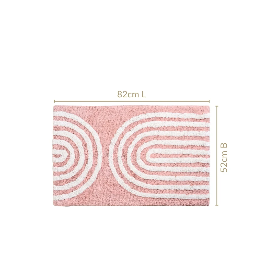 Blush Pink Anti Slip Tufted Cotton Floor Mat 82x52cm - Image 2