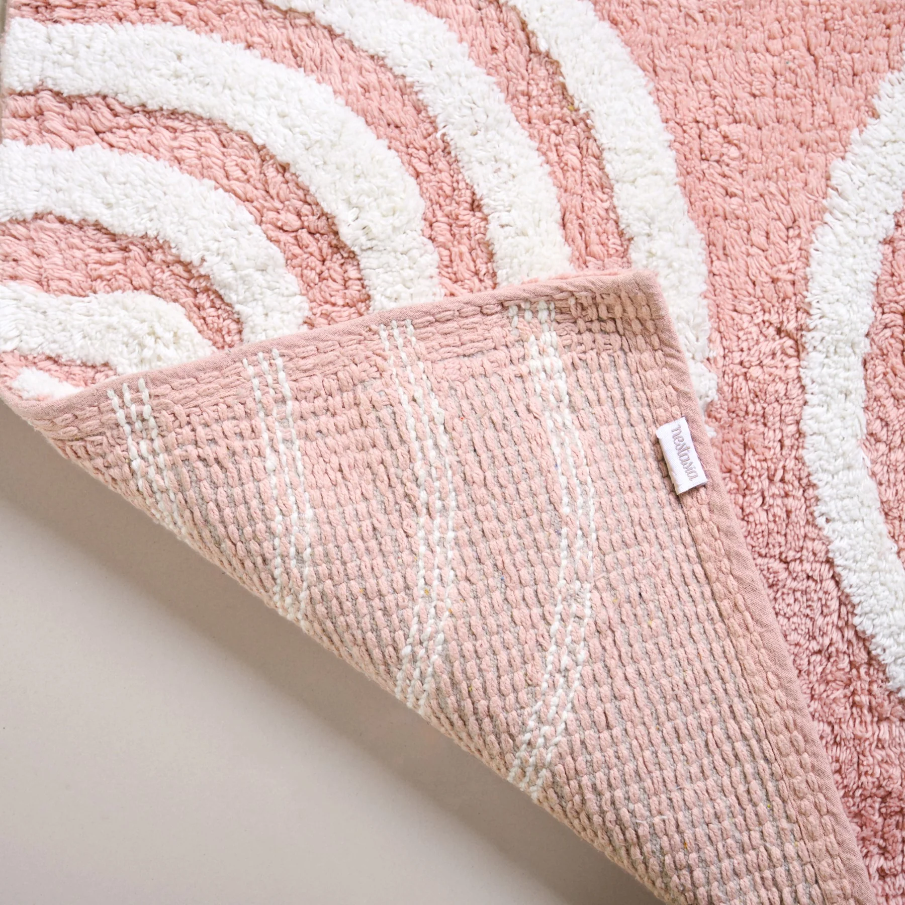 Blush Pink Anti Slip Tufted Cotton Floor Mat 82x52cm - Image 8