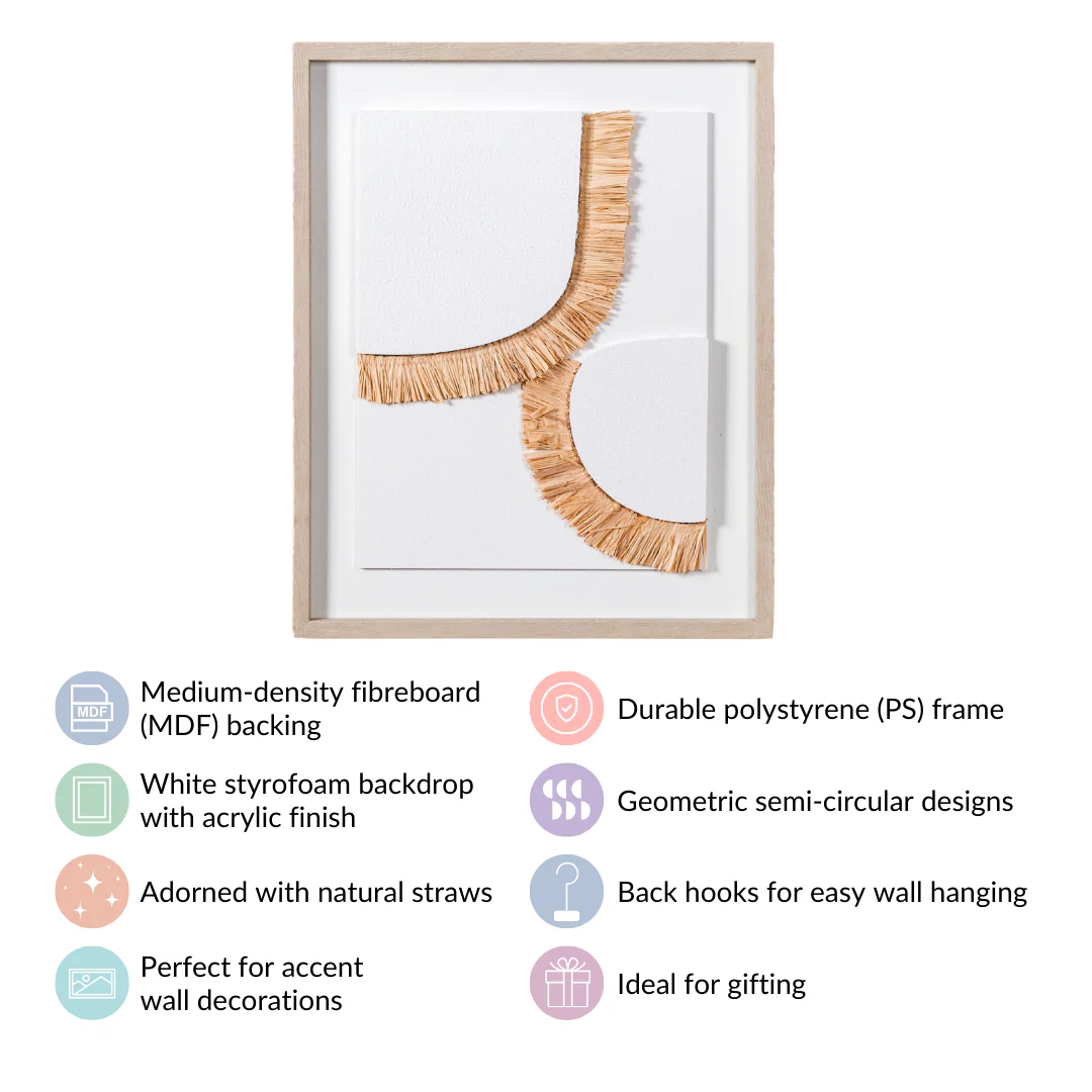 Boho Inspired 3D Raffia Wall Art With Frame 20x16 Inch - Image 4