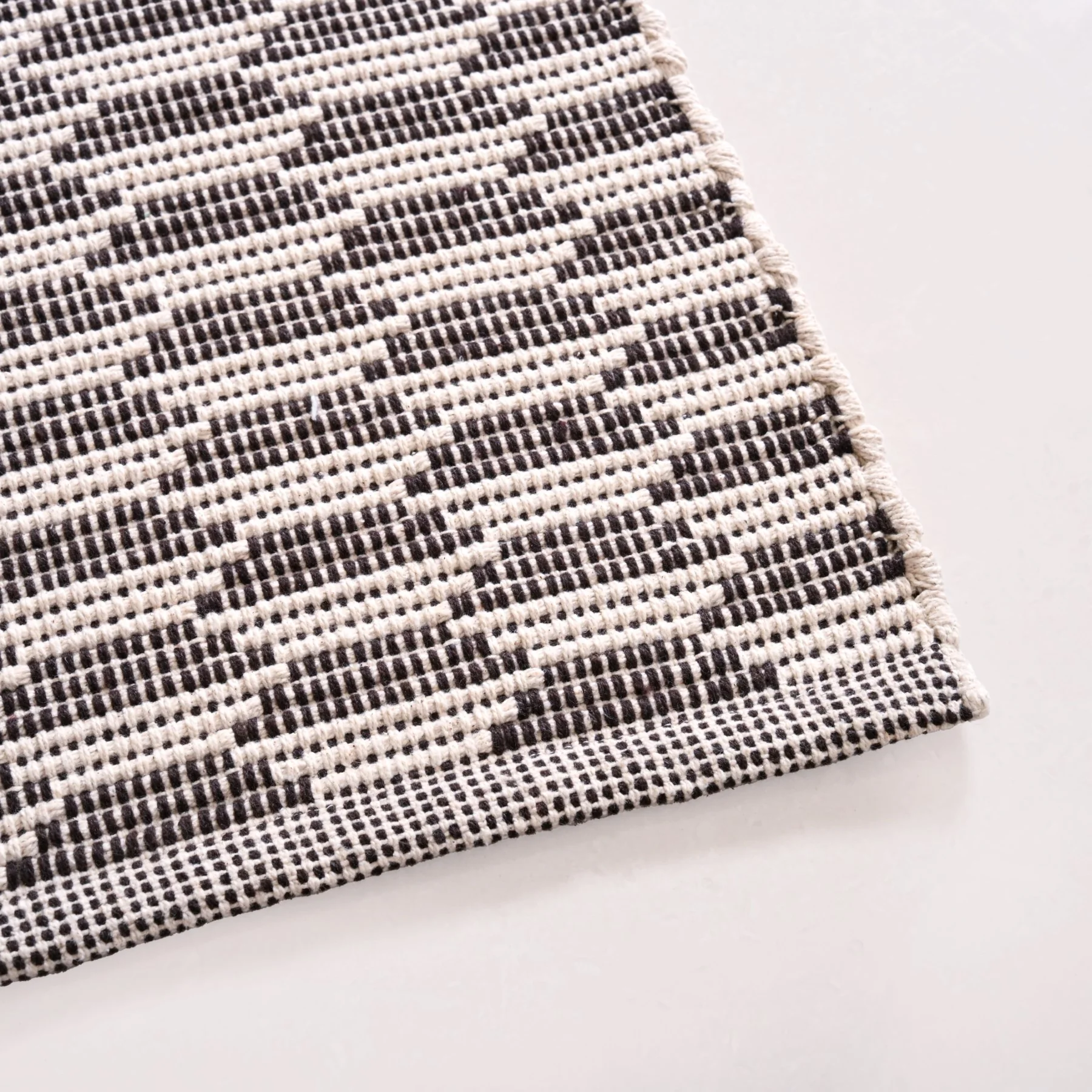 Boho Weave Floor Runner Cotton Mat Brown White 134x50cm - Image 4