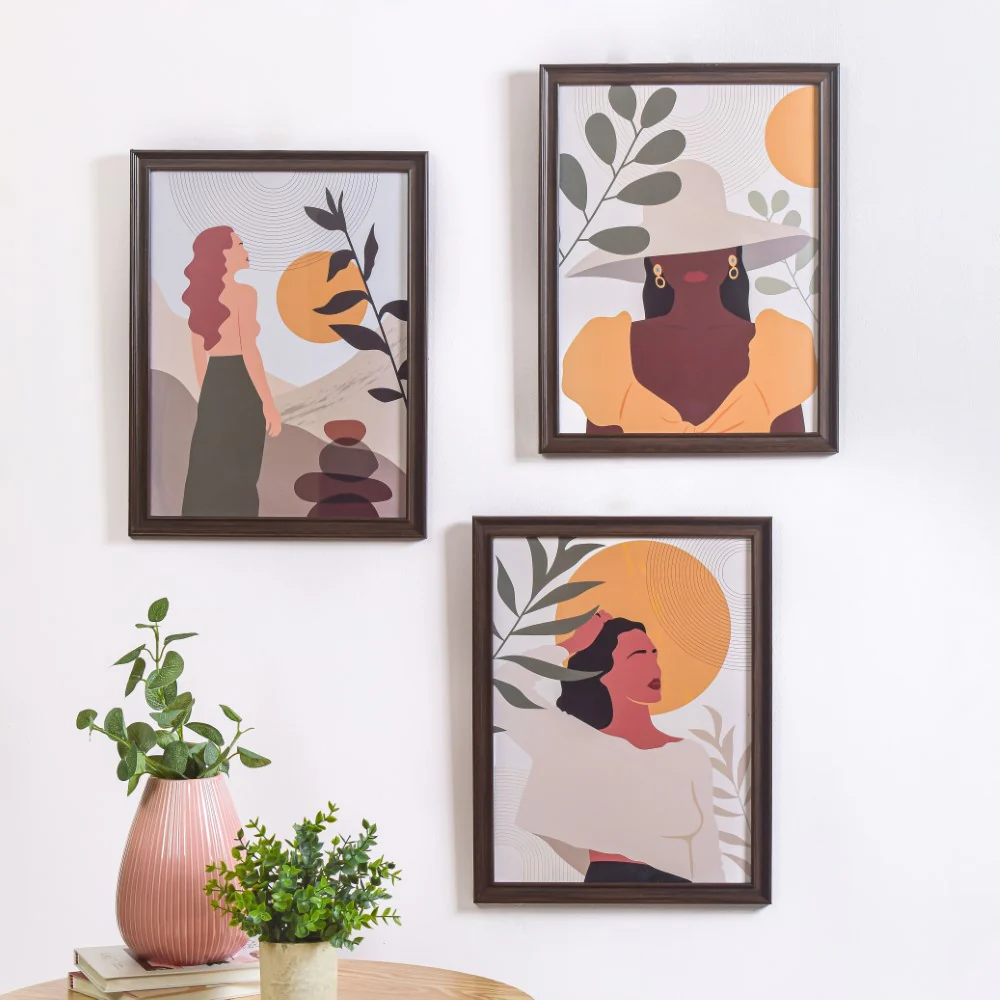 Boho Women Gallery Wall Art Set Of 3 18x13 Inch