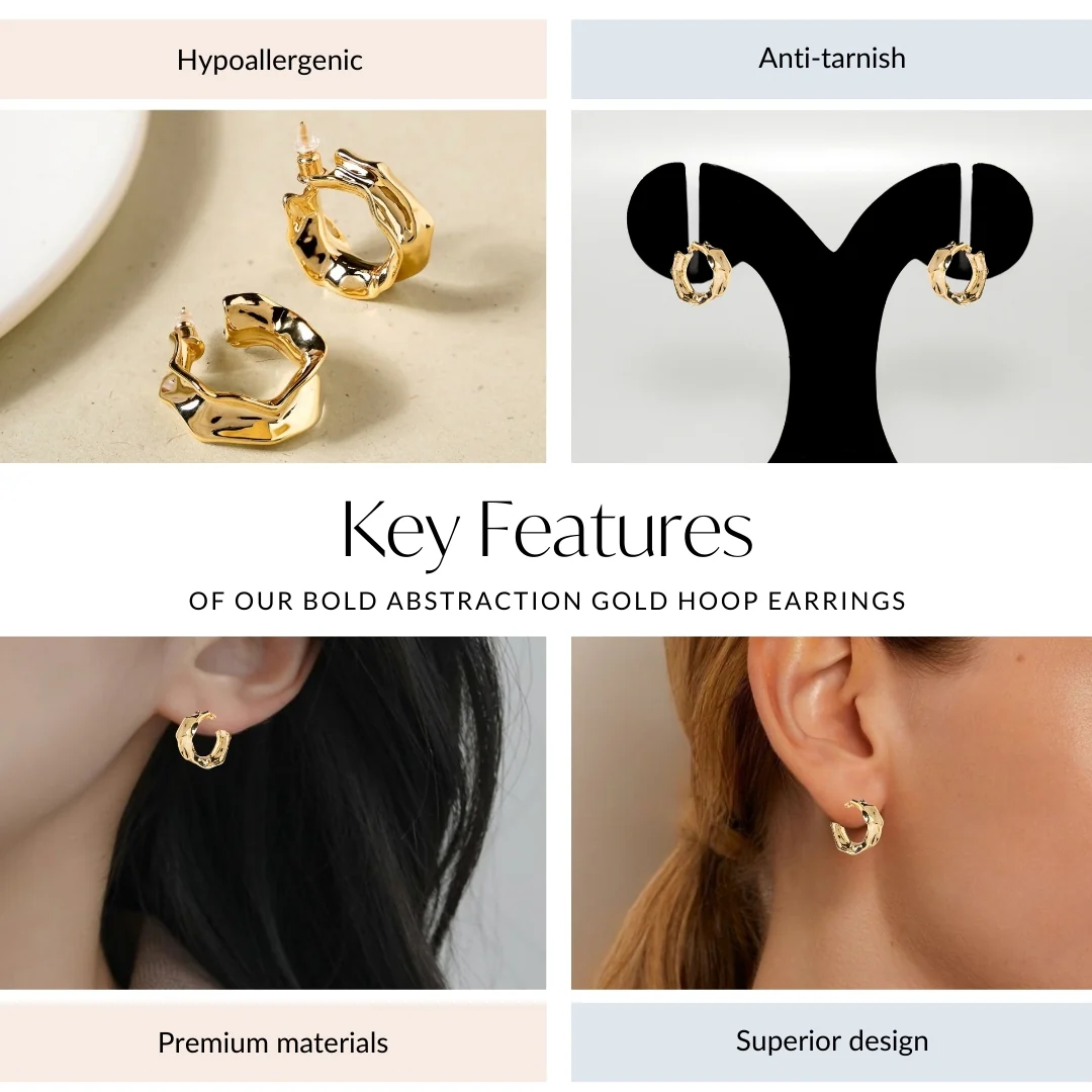 Bold Abstraction Gold Hoop Earrings - Image 4