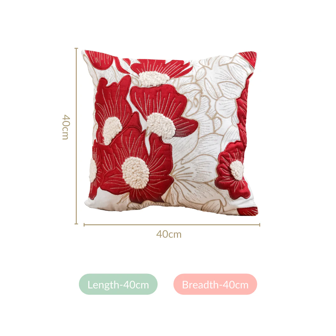 Bold Flower Applique Couch Cushion Cover 16x16 Inch - Image 4