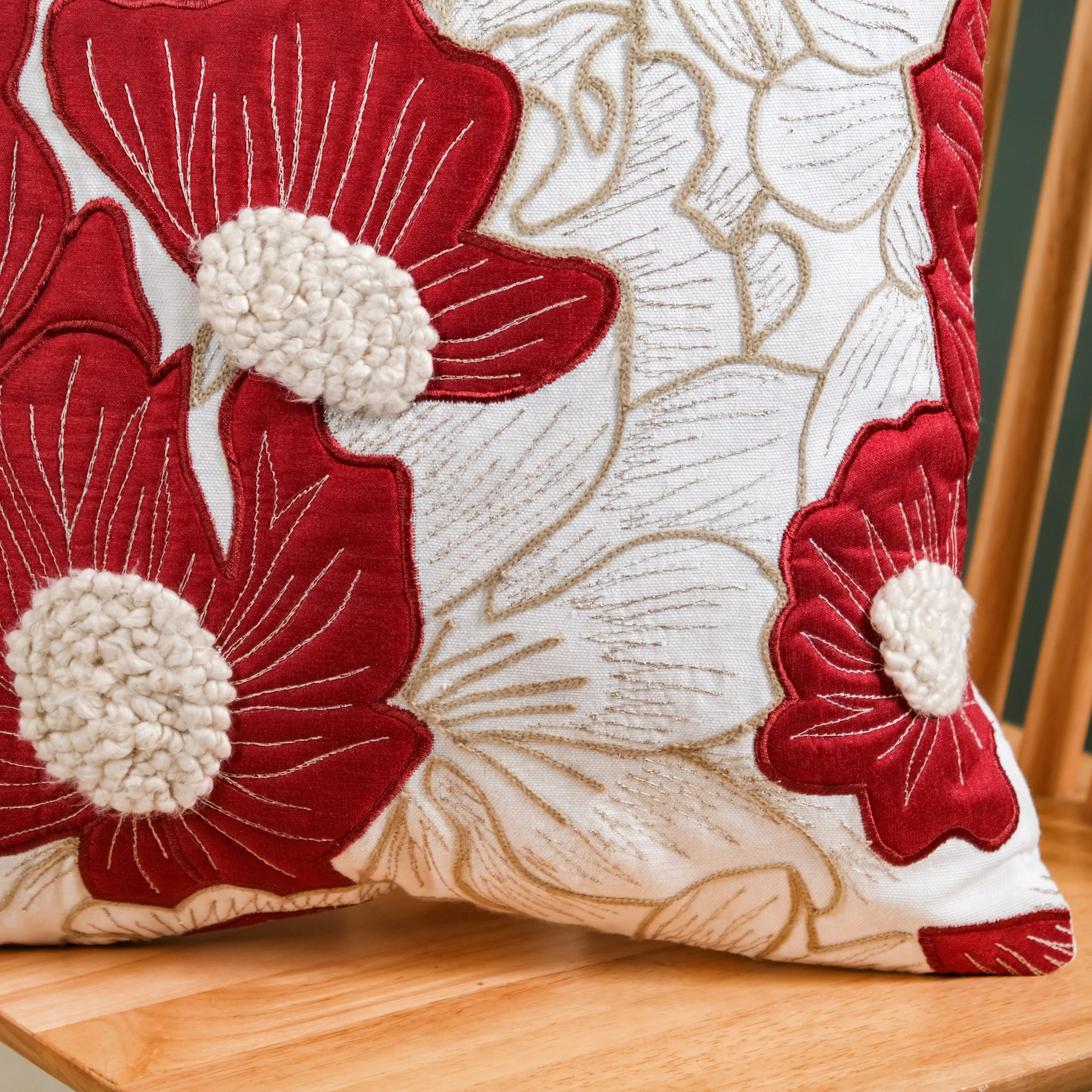 Bold Flower Applique Couch Cushion Cover 16x16 Inch - Image 7