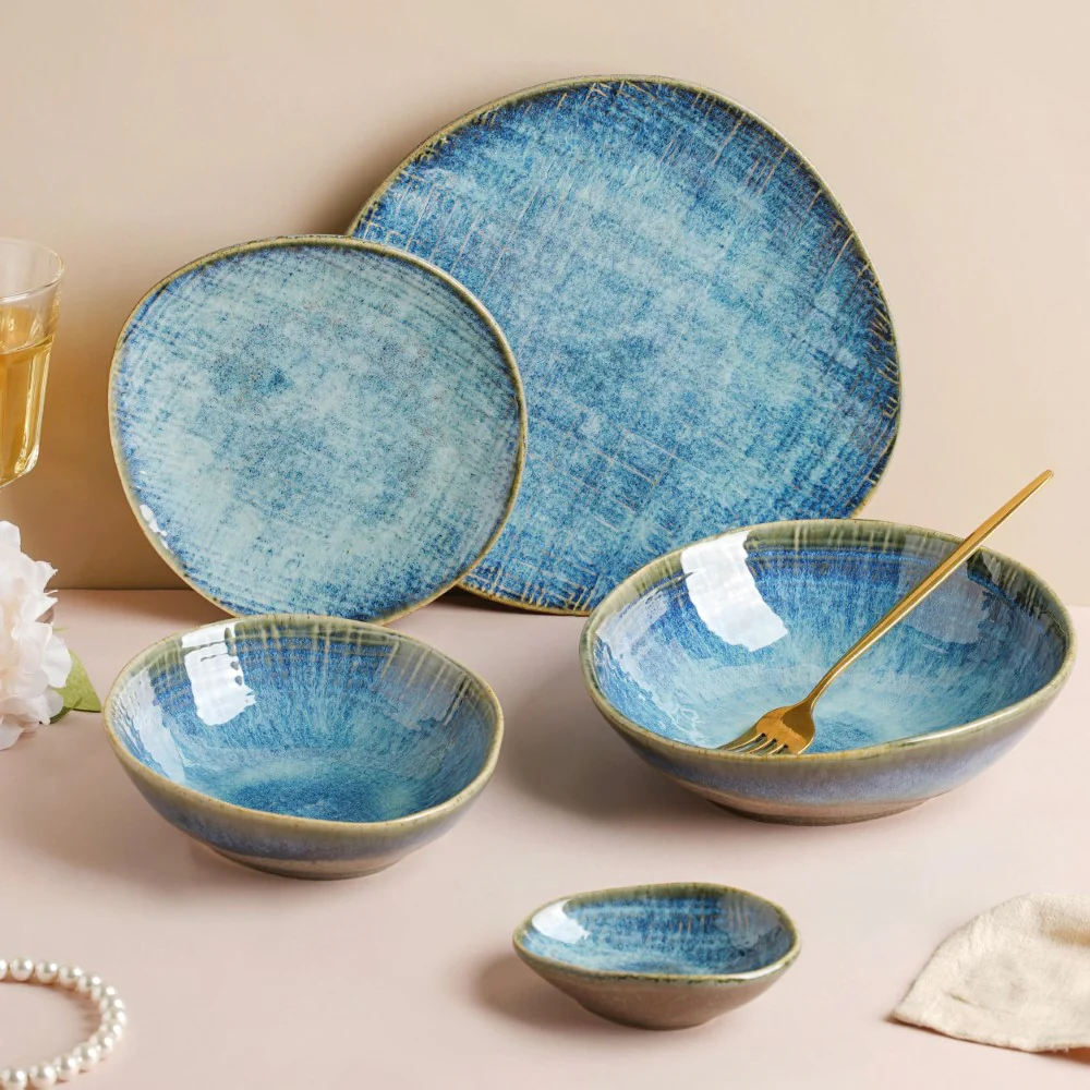 Boracay Organic Shaped Serving Bowl Blue 550 ml - Image 11