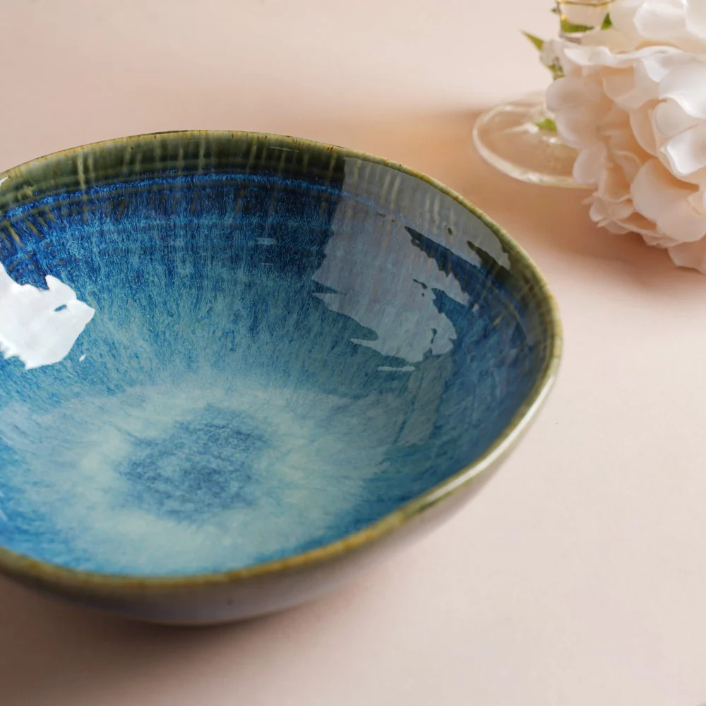 Boracay Organic Shaped Serving Bowl Blue 550 ml - Image 6