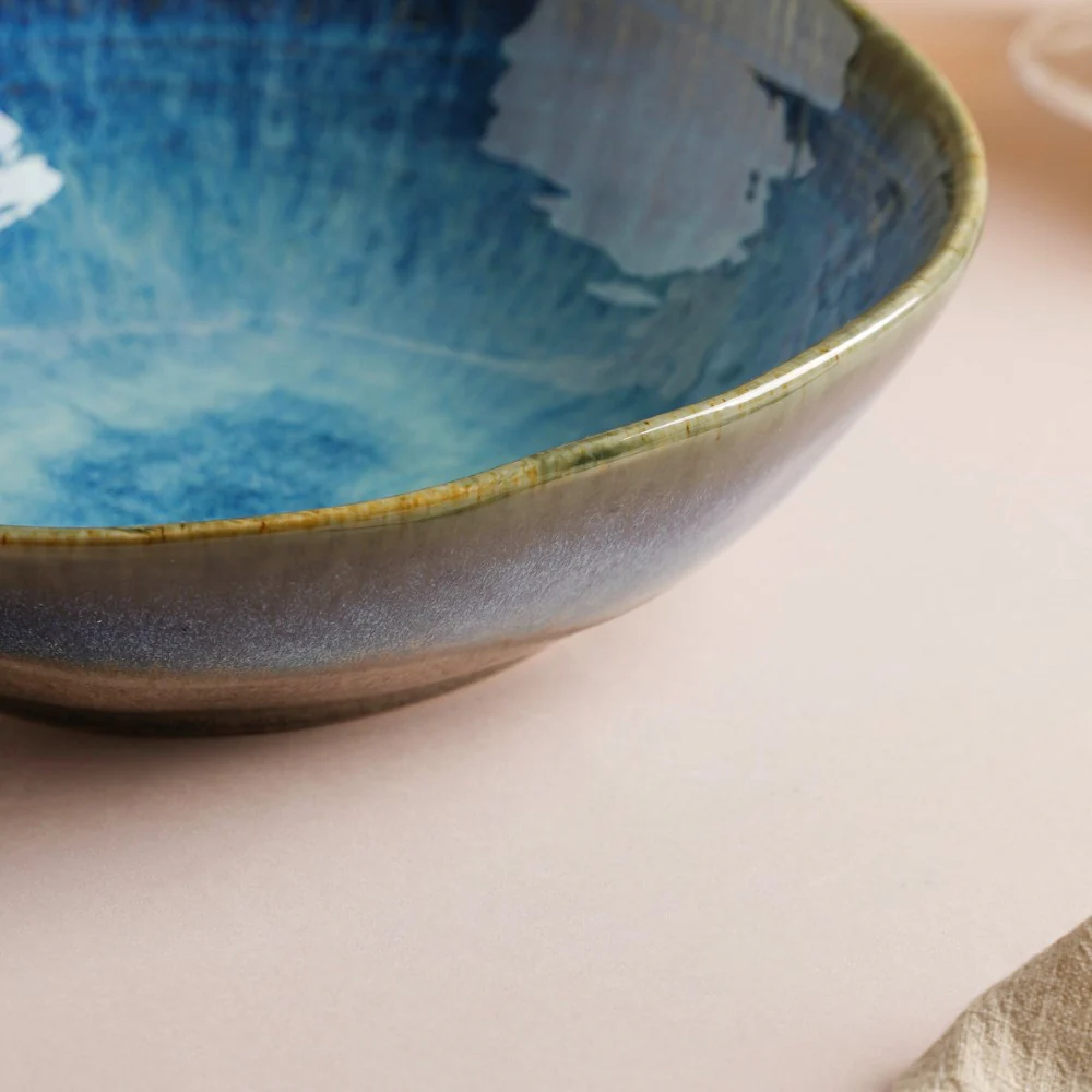 Boracay Organic Shaped Serving Bowl Blue 550 ml - Image 8