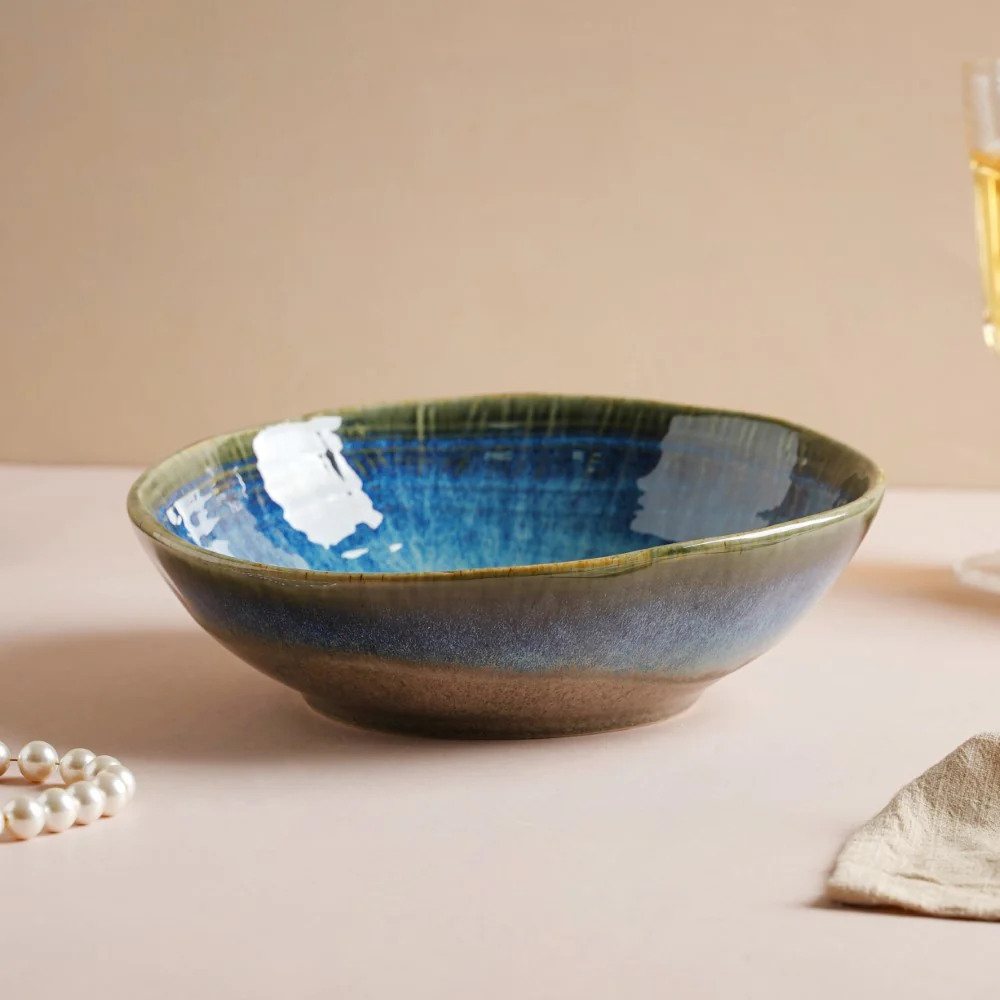 Boracay Organic Shaped Serving Bowl Blue 550 ml - Image 9