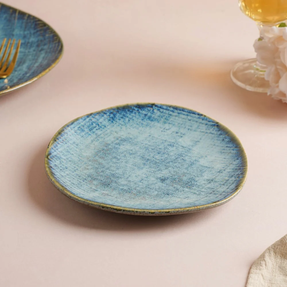 Boracay Organic Shaped Snack Plate Blue 7 inch - Image 3