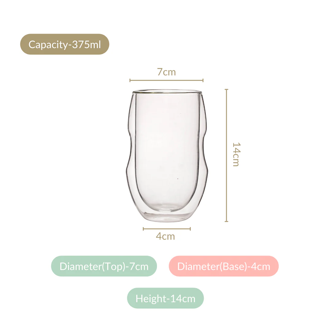 Borosilicate Double Wall Glass Tumbler Set Of 2 375ml - Image 4
