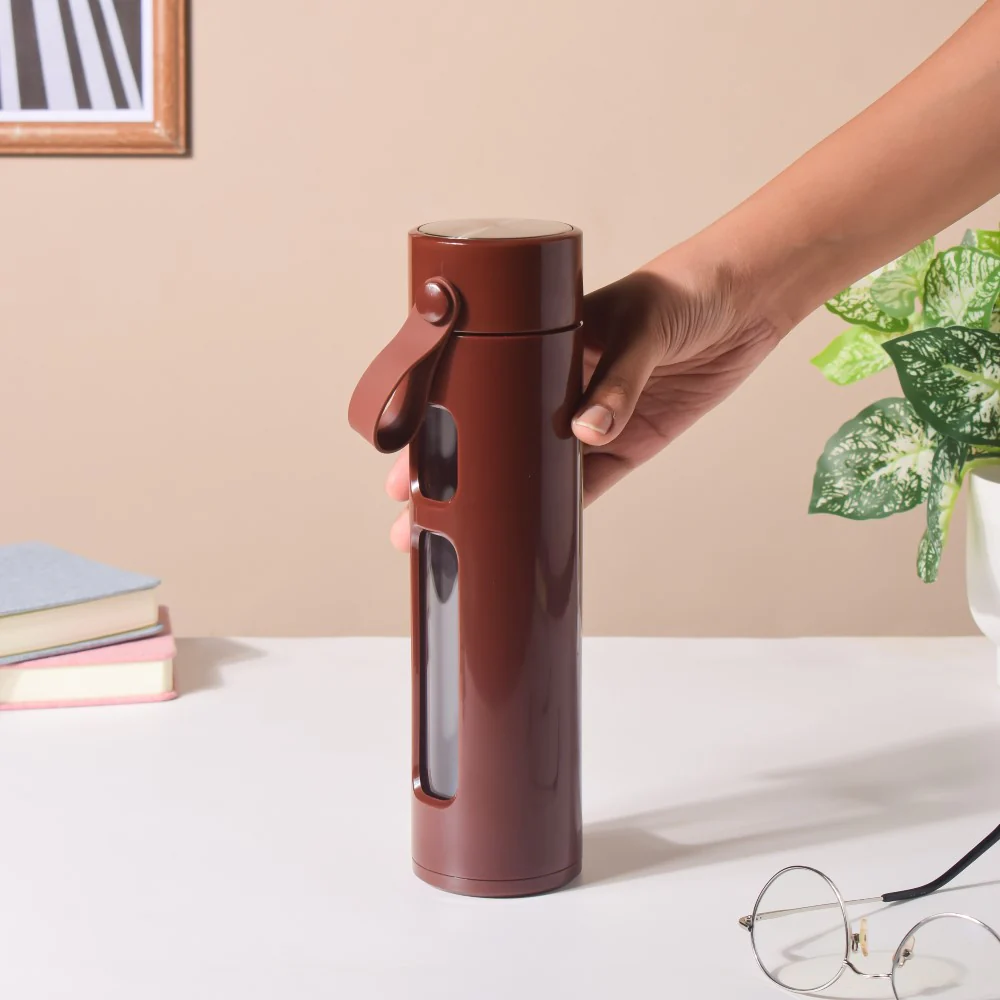 Borosilicate Glass Flask With Strainer Brown 500ml - Image 2