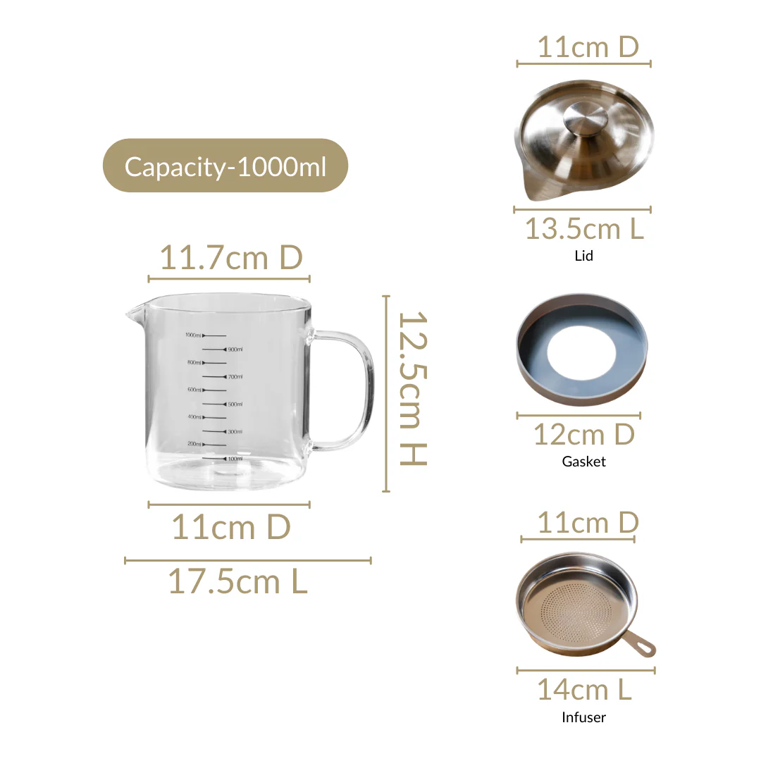 Borosilicate Glass Oil Pot With Strainer 1000ml - Image 4