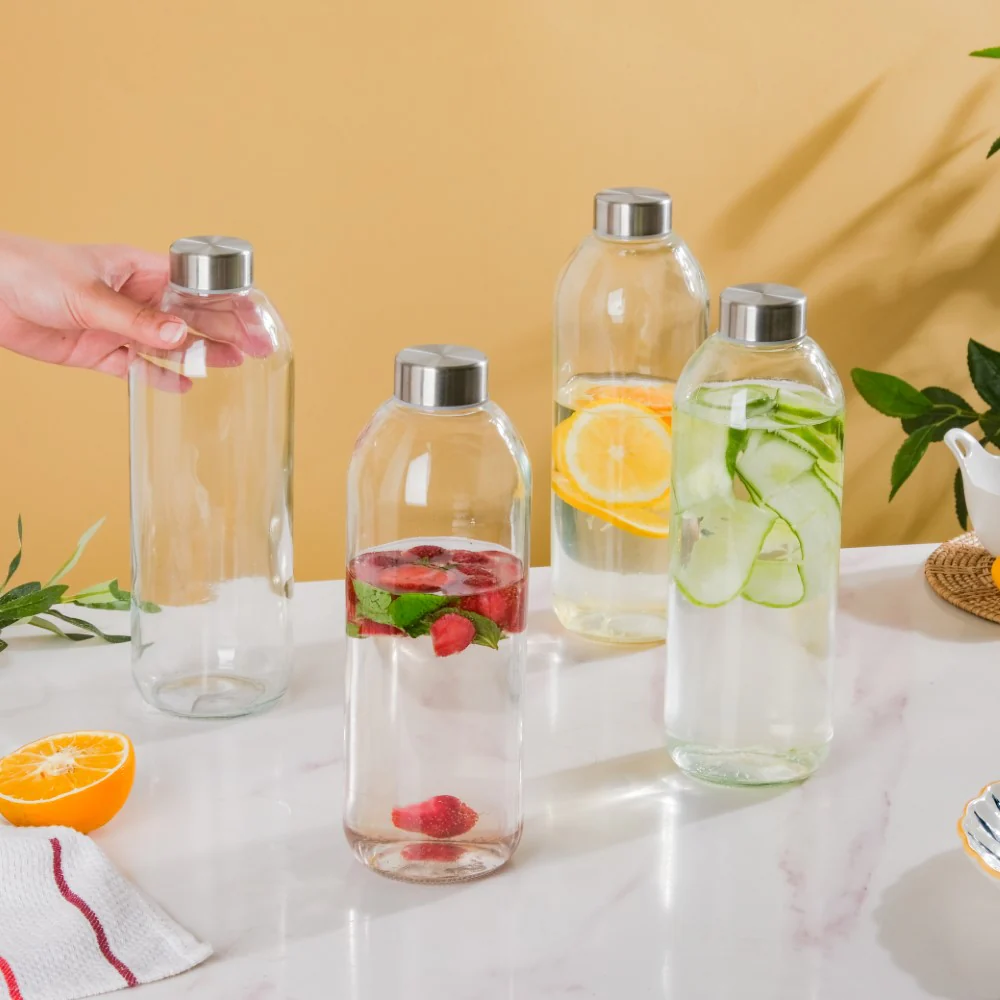 Borosilicate Glass Water Bottle Set Of 4 1 L - Image 2