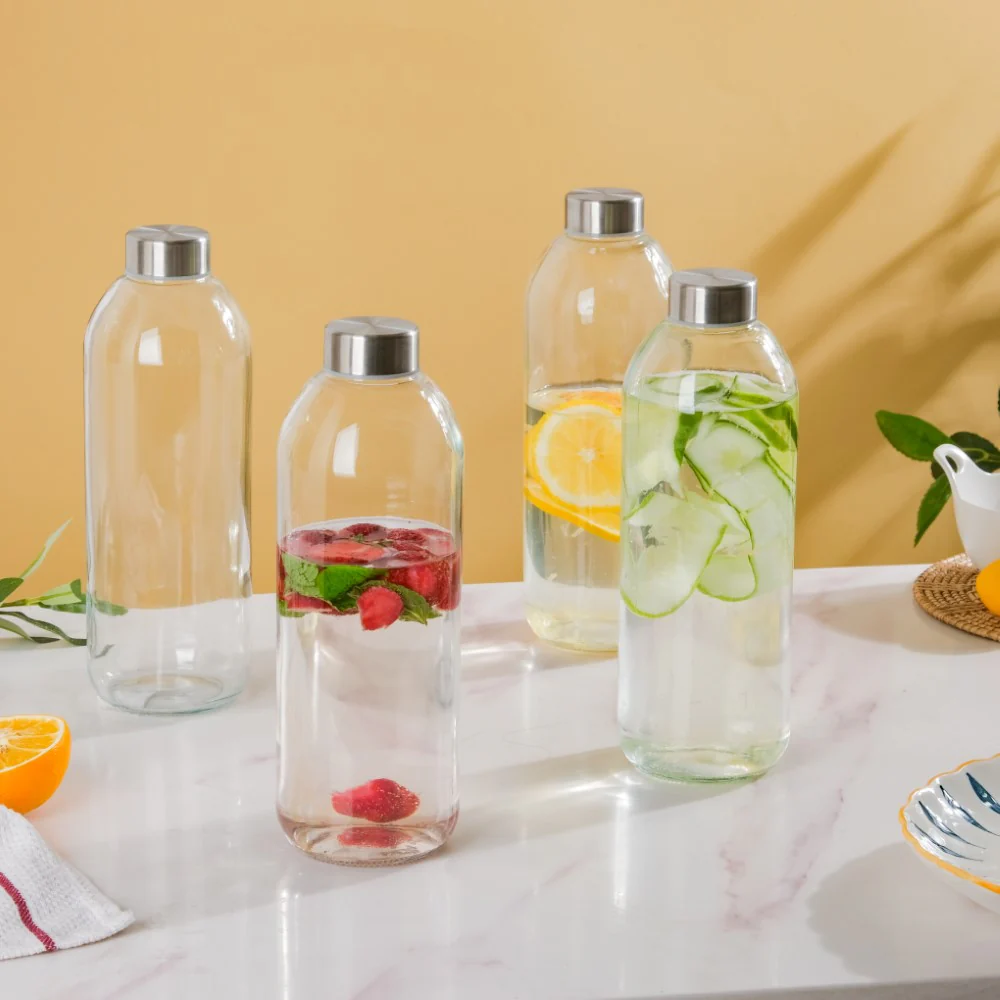 Borosilicate Glass Water Bottle Set Of 4 1 L - Image 9
